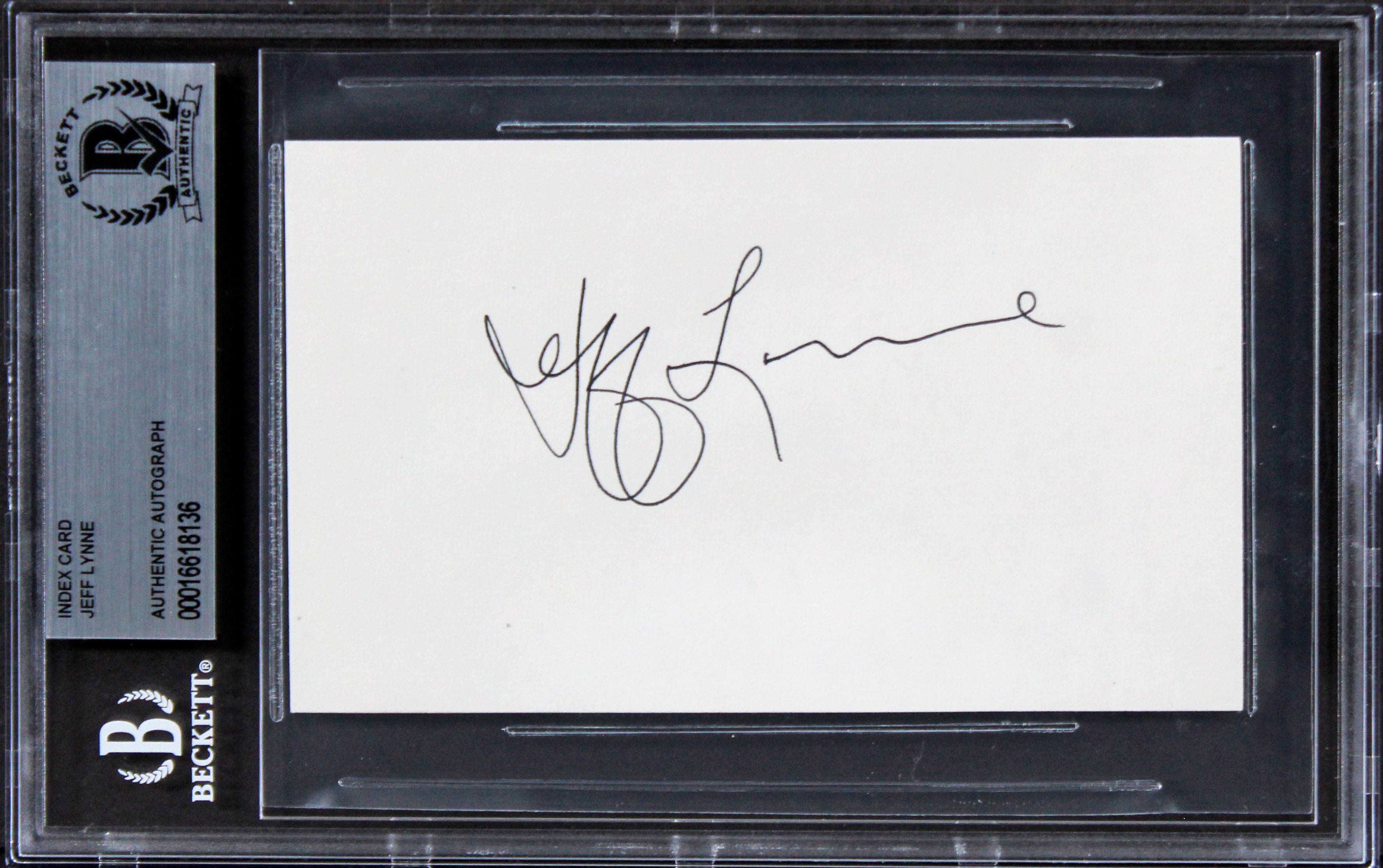Jeff Lynne Electric Light Orchestra Authentic Signed 3x5 Index Card BAS Slabbed