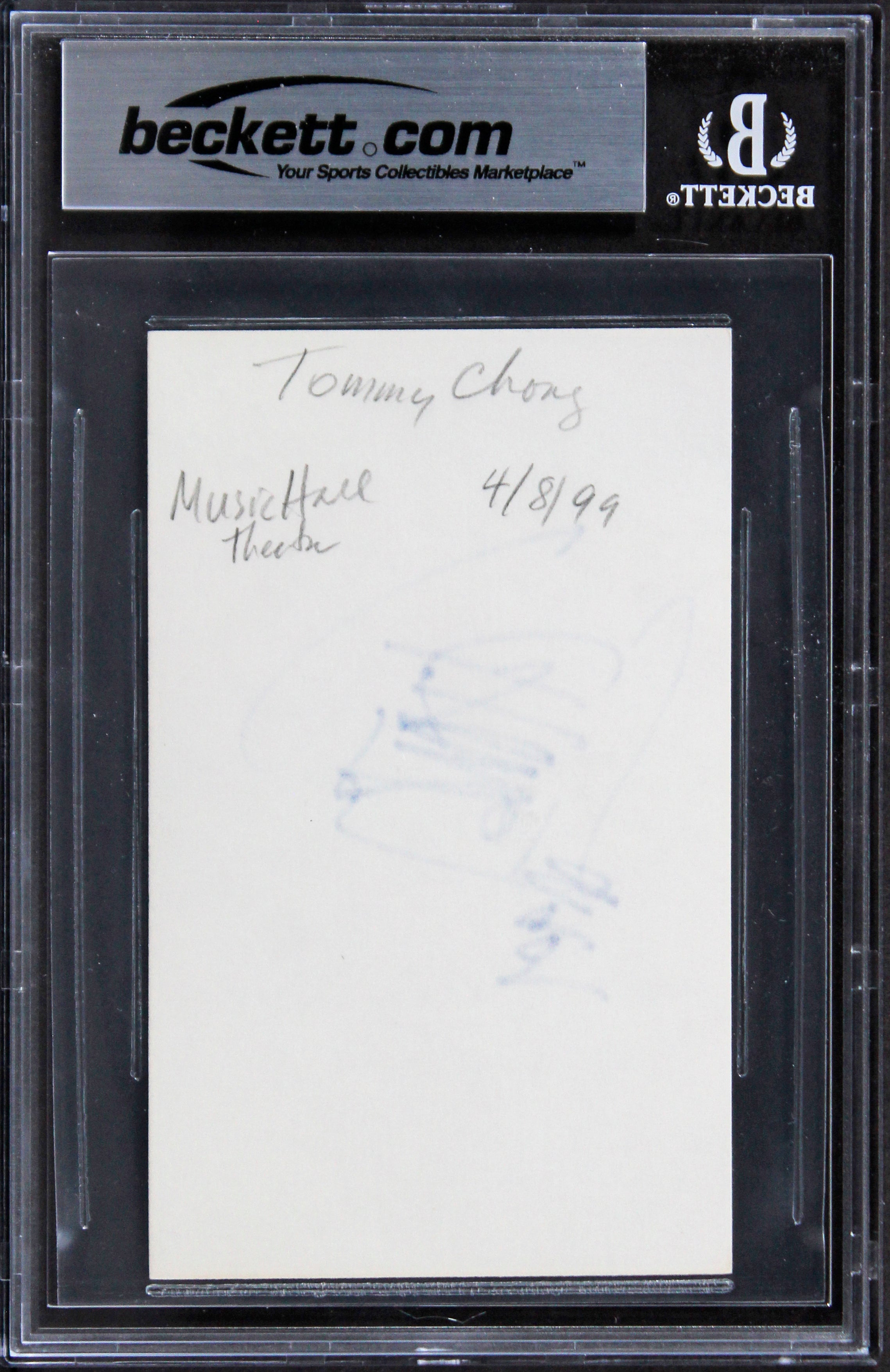 Tommy Chong Up in Smoke Authentic Signed 3x5 Index Card BAS Slabbed 3