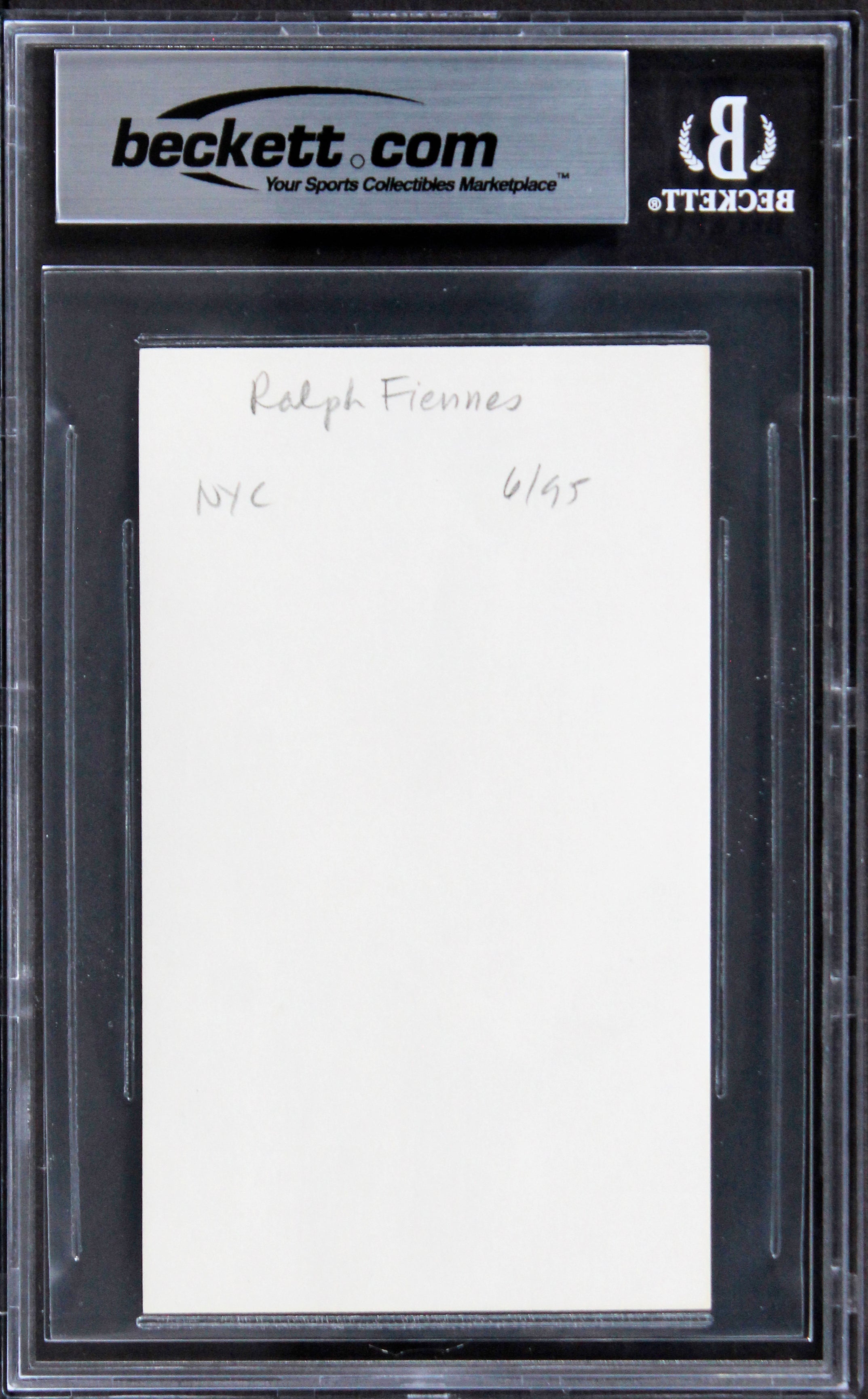 Ralph Fiennes Schindler's List Authentic Signed 3x5 Index Card BAS Slabbed 4