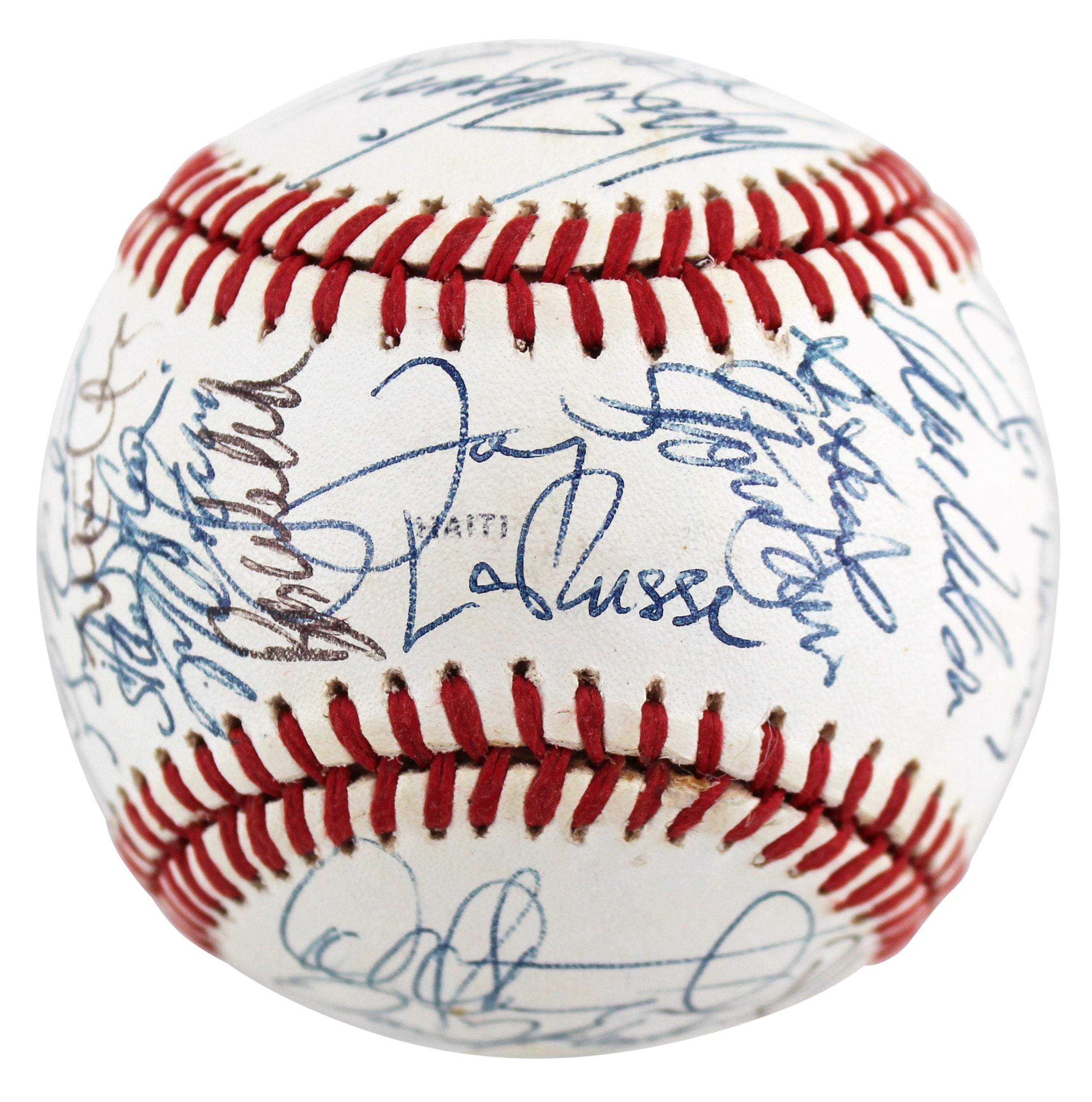 1988 Athletics (28) LaRussa, McGwire Henderson WS Logo Oml Baseball BAS #AB77649