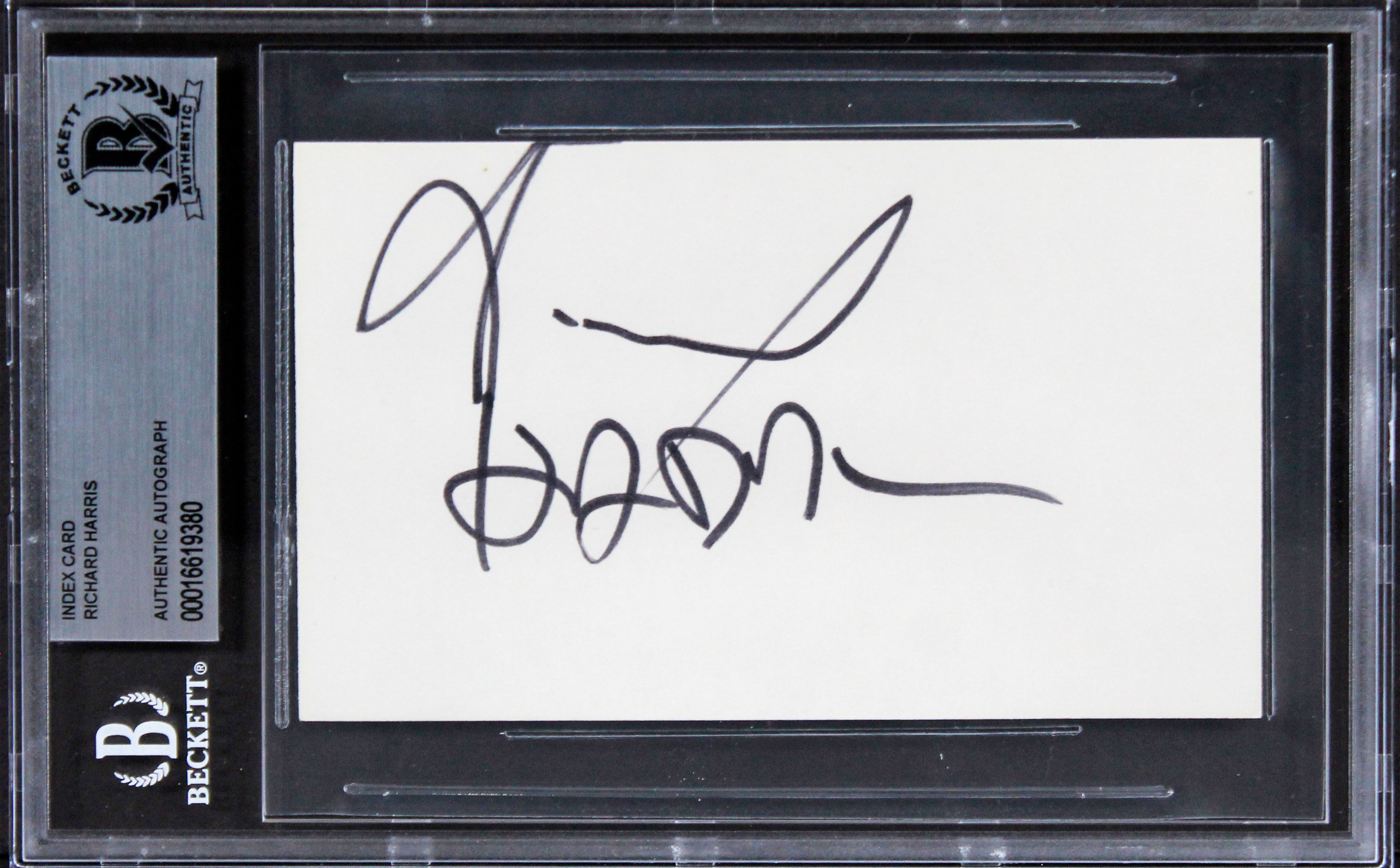 Richard Harris Gladiator Authentic Signed 3x5 Index Card w/ Black Sig BAS Slab