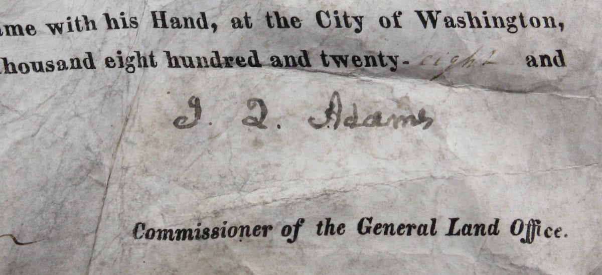 John Quincy Adams Authentic Signed & Framed 10x16 1828 Land Grant JSA #XX11820