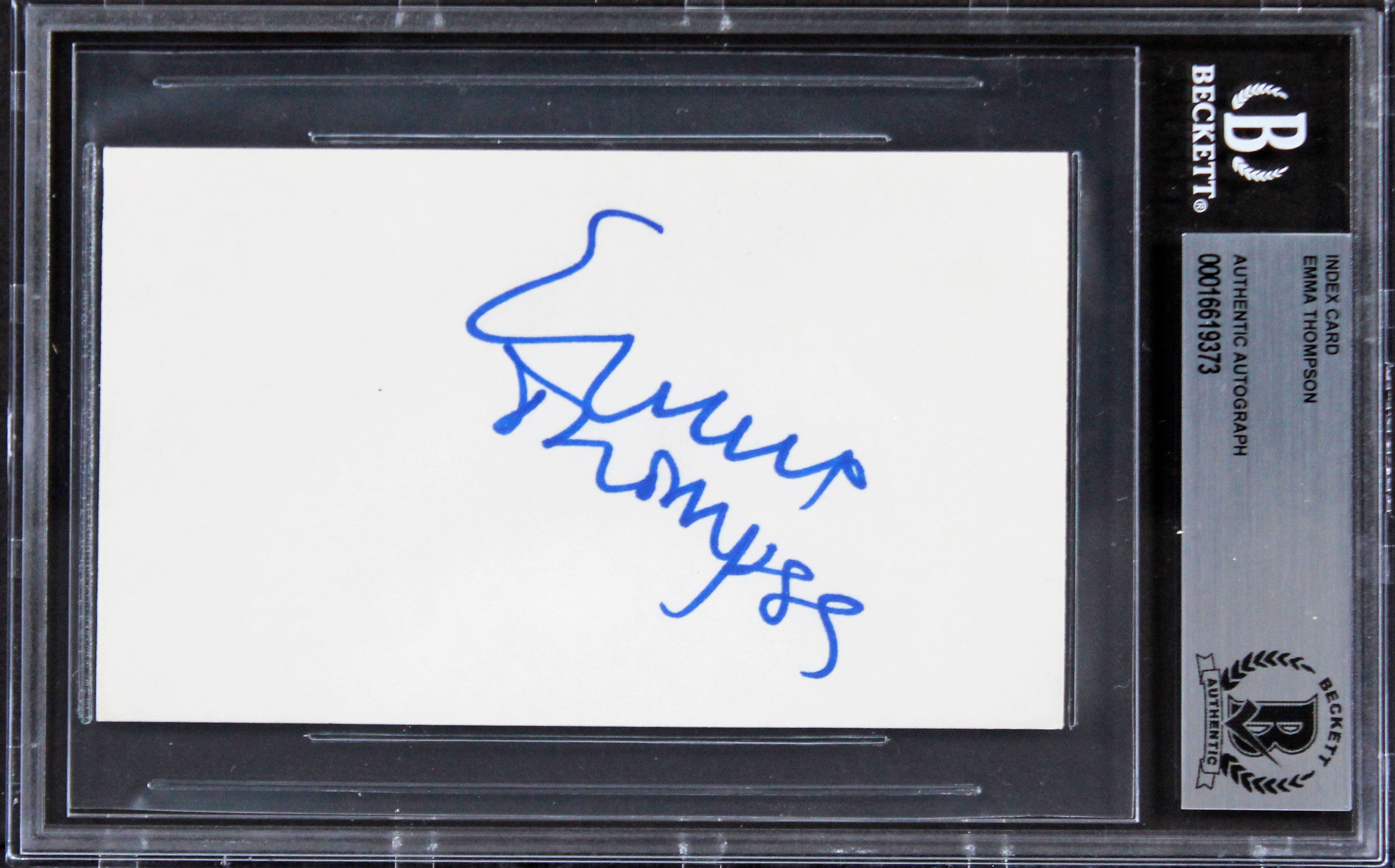 Emma Thompson The Tall Guy Authentic Signed 3x5 Index Card BAS Slabbed 3