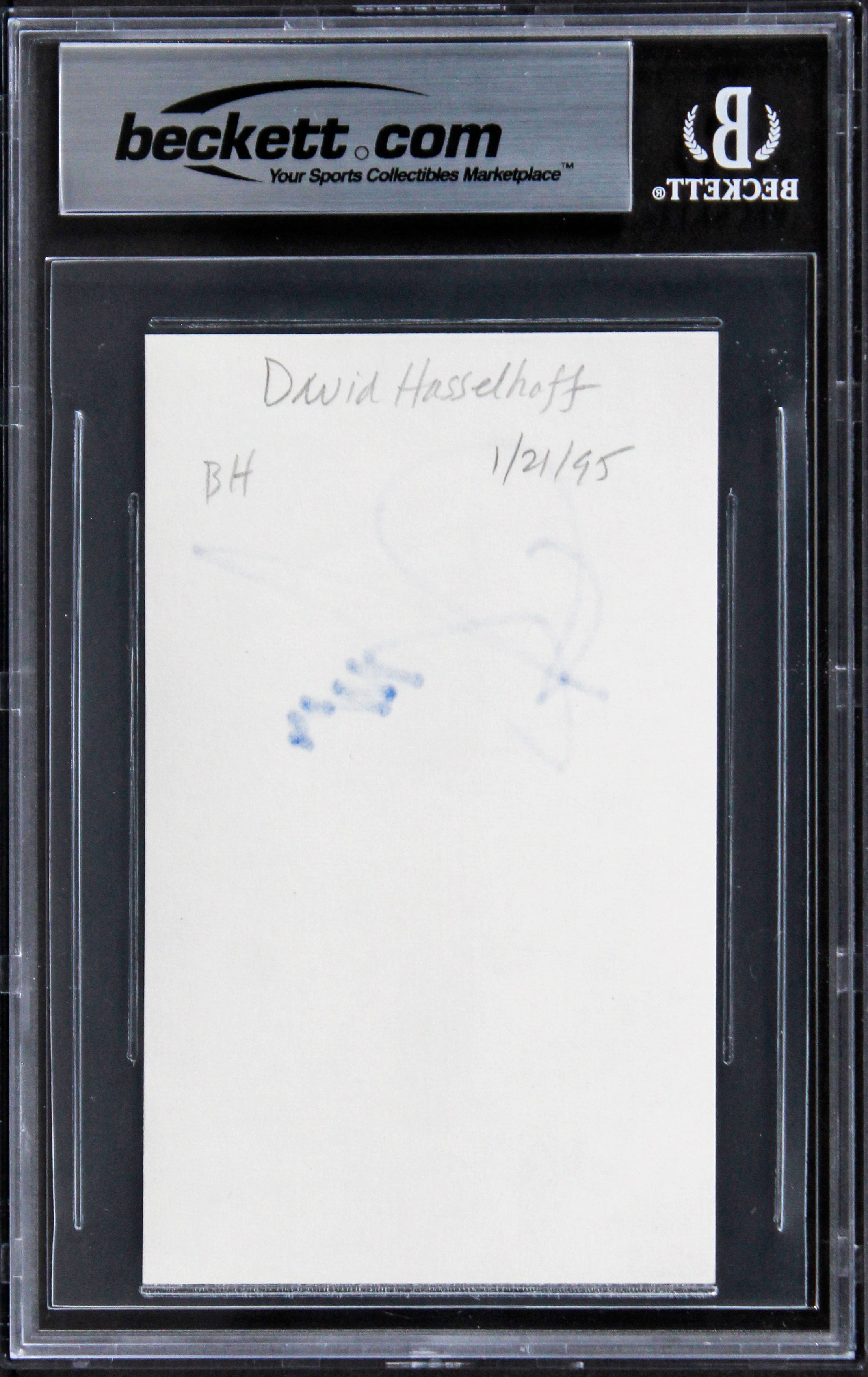David Hasselhoff Knight Rider Signed 3x5 Index Card w/ Blue Sig BAS Slabbed
