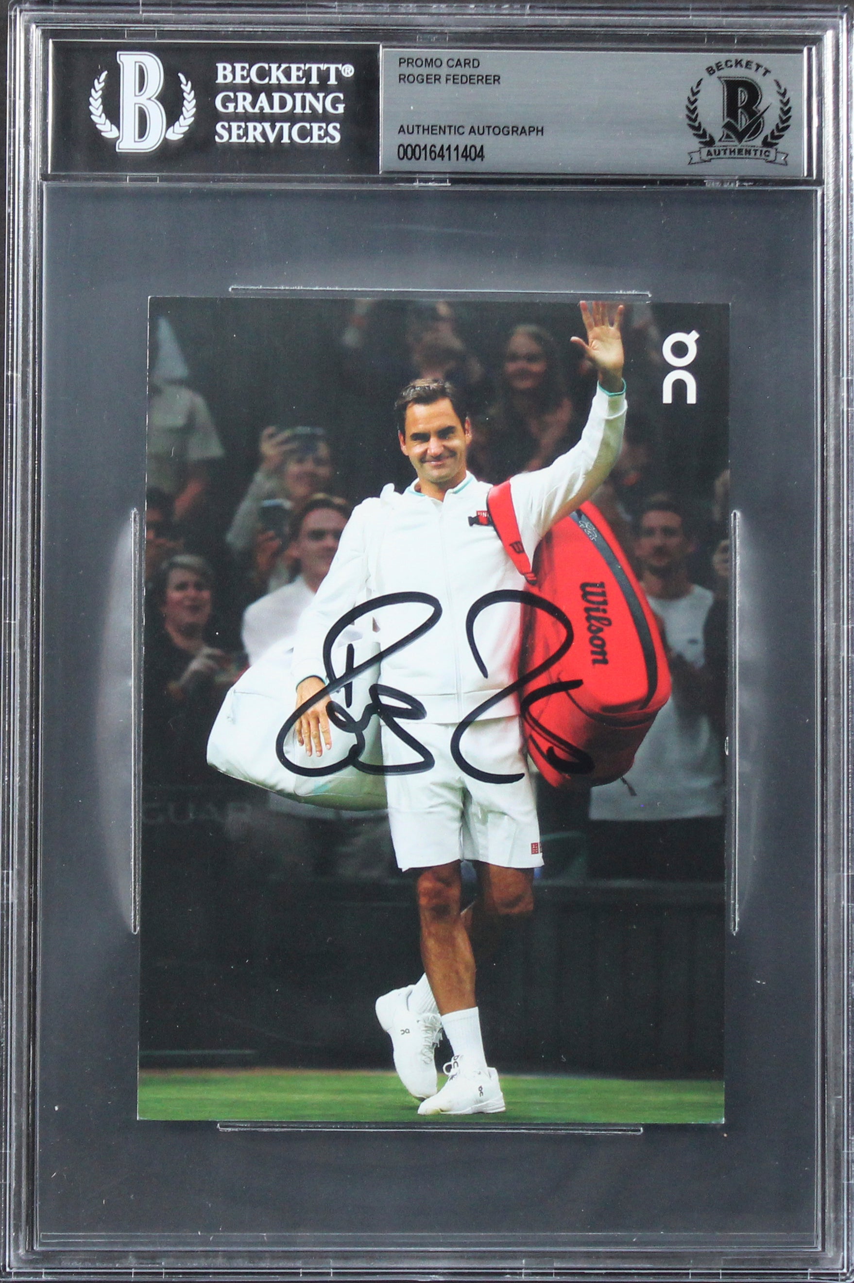 Roger Federer Authentic Signed 4x6 Promo Card Autographed BAS Slabbed 1