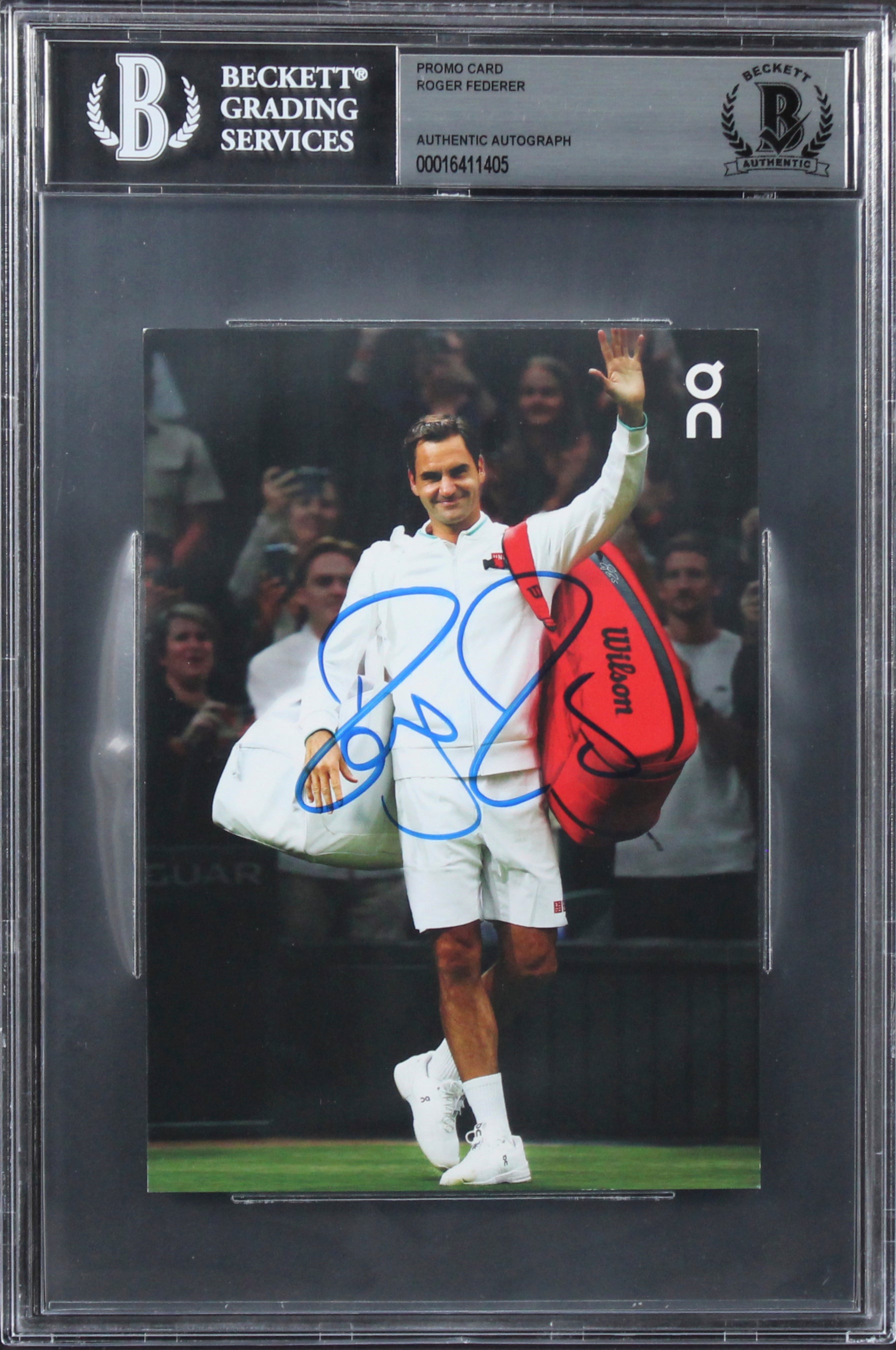 Roger Federer Authentic Signed 4x6 Promo Card Autographed BAS Slabbed
