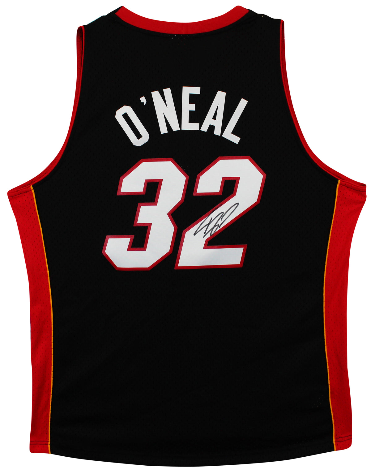 Heat Shaquille O'Neal Signed Black M&N HWC Swingman Jersey BAS Witness #WP79097