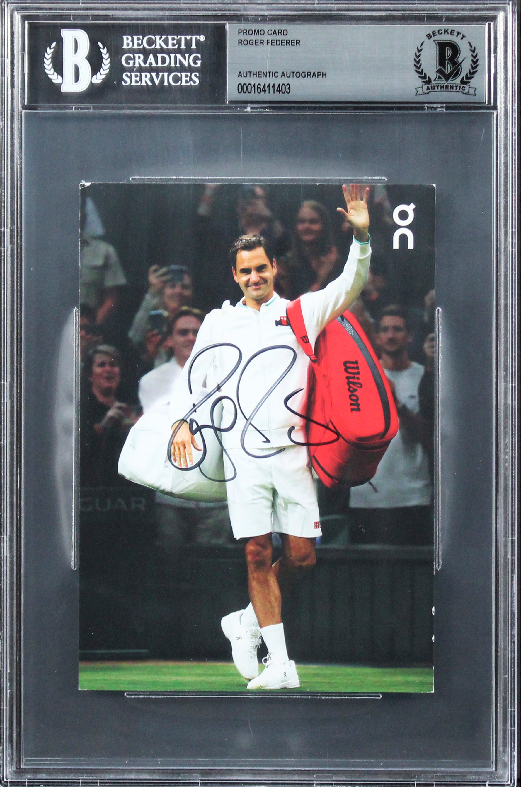 Roger Federer Authentic Signed 4x6 Promo Card Autographed BAS Slabbed