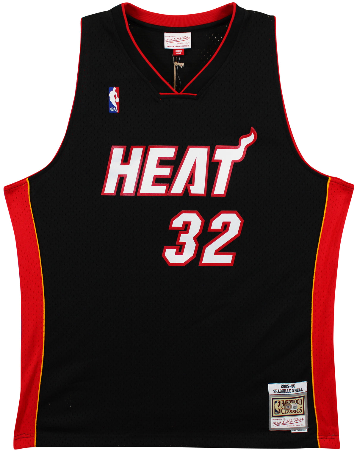 Heat Shaquille O'Neal Signed Black M&N HWC Swingman Jersey BAS Witness #WP79097