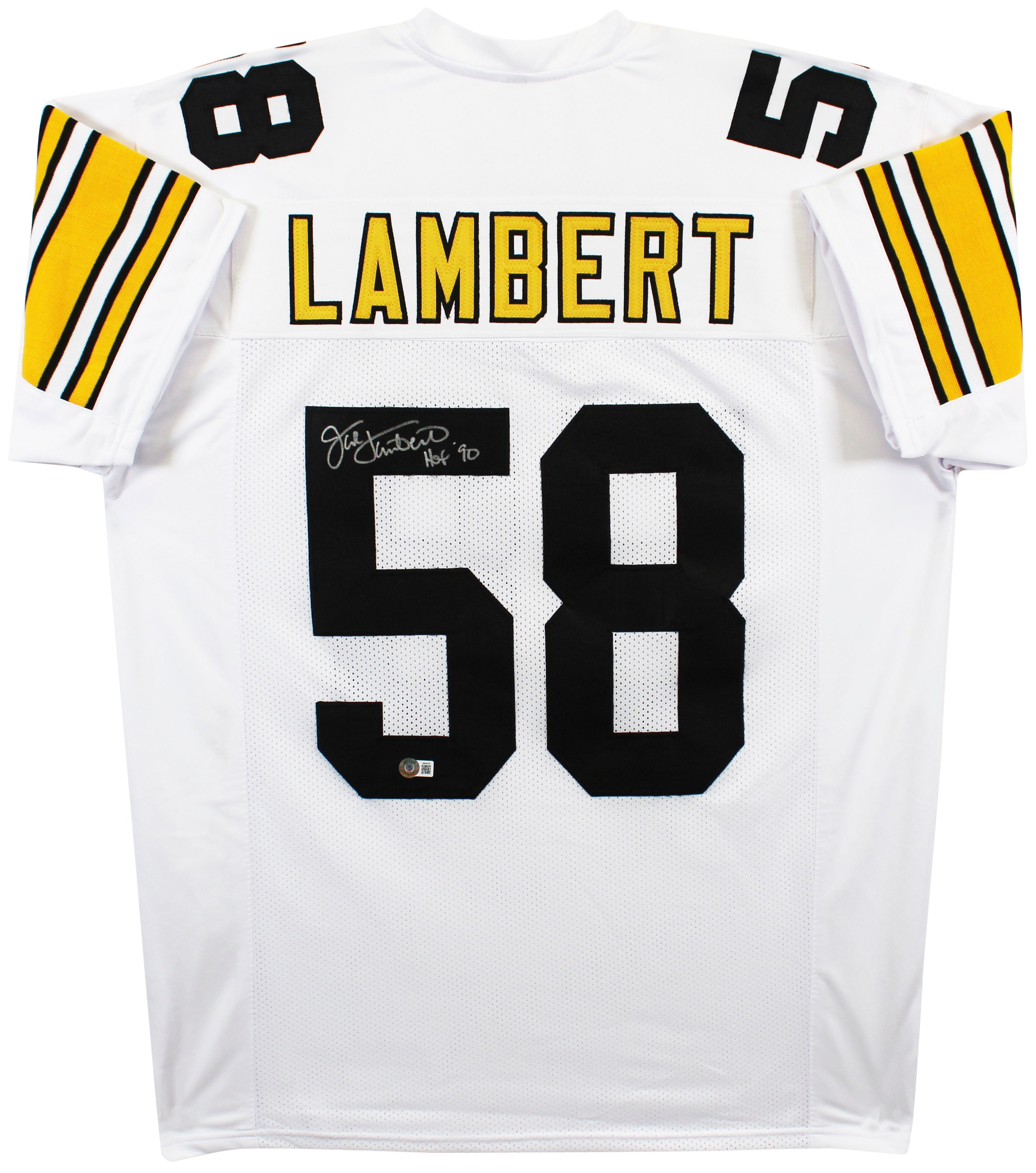 Jack Lambert "HOF 90" Authentic Signed White Pro Style Jersey BAS Witnessed