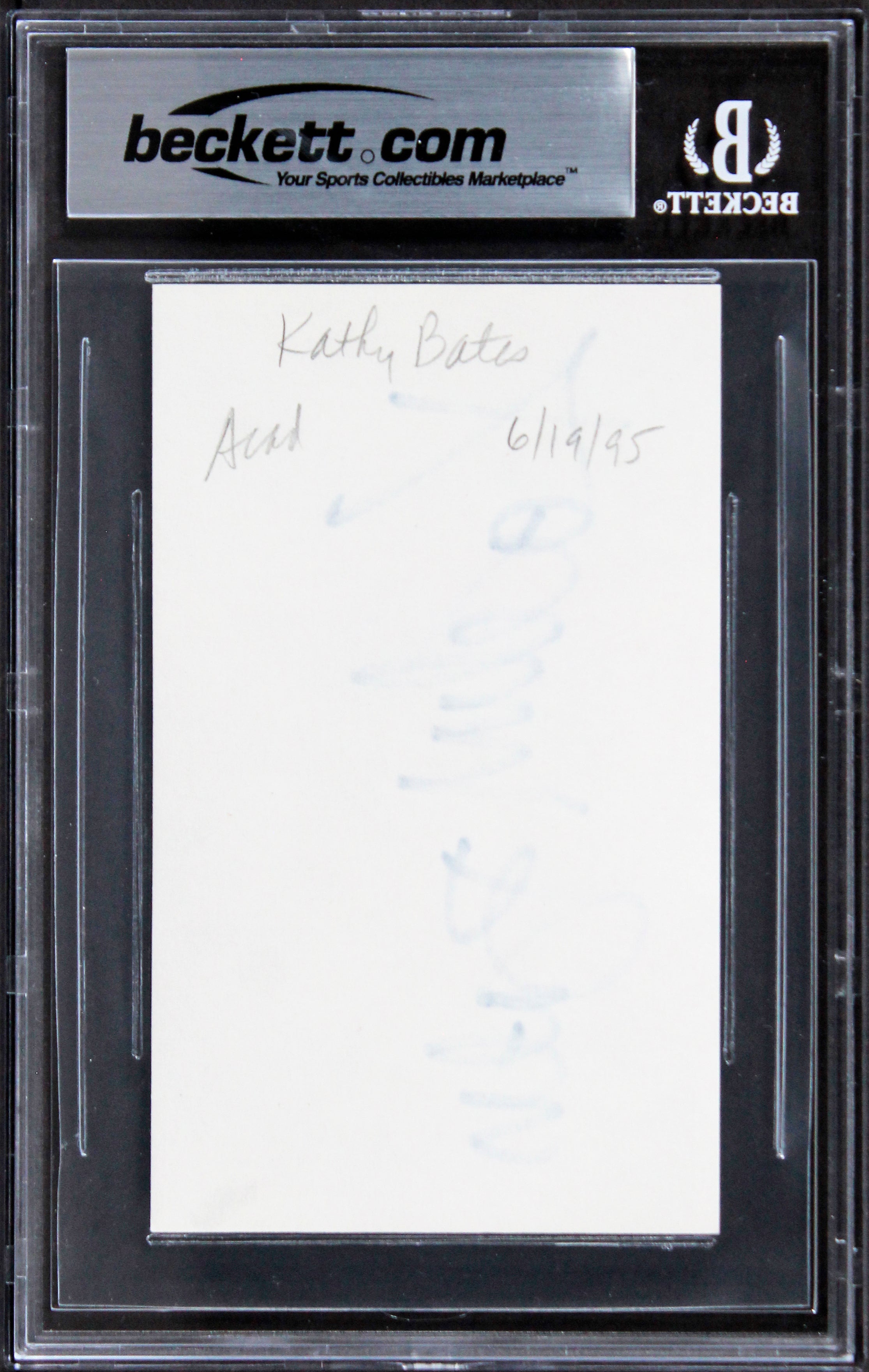 Kathy Bates Misery Authentic Signed 3x5 Index Card Autographed BAS Slabbed