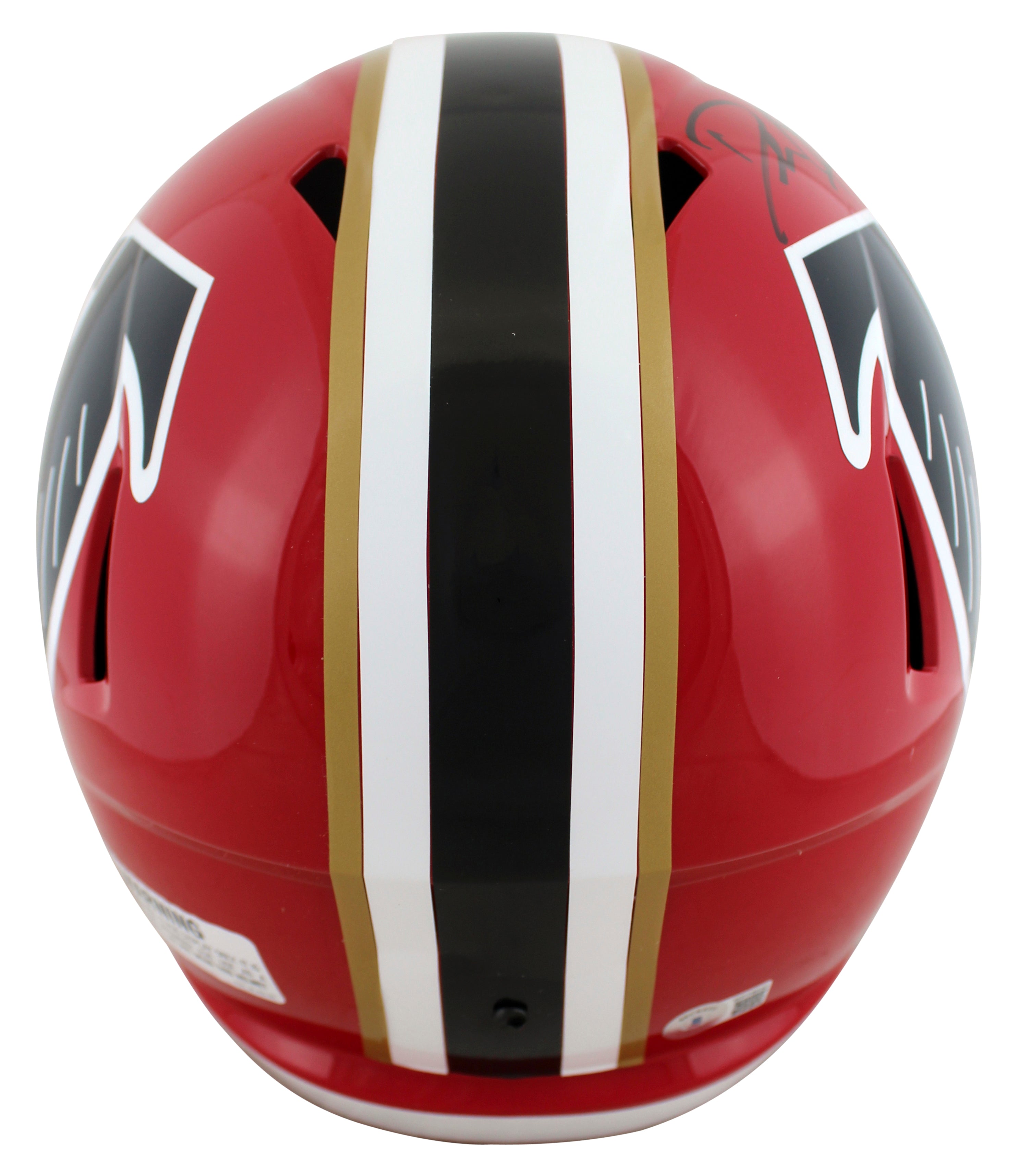 Falcons Deion Sanders Signed Red 66-69 TB Full Size Speed Rep Helmet BAS Witness