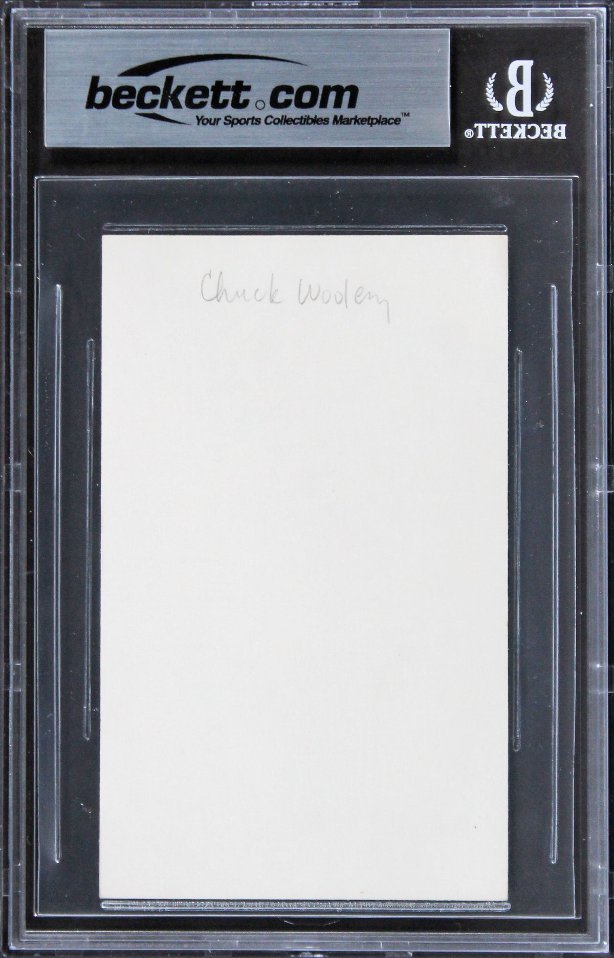 Chuck Woolery The Dating Game "Love Comedian" Signed 3x5 Index Card BAS Slabbed