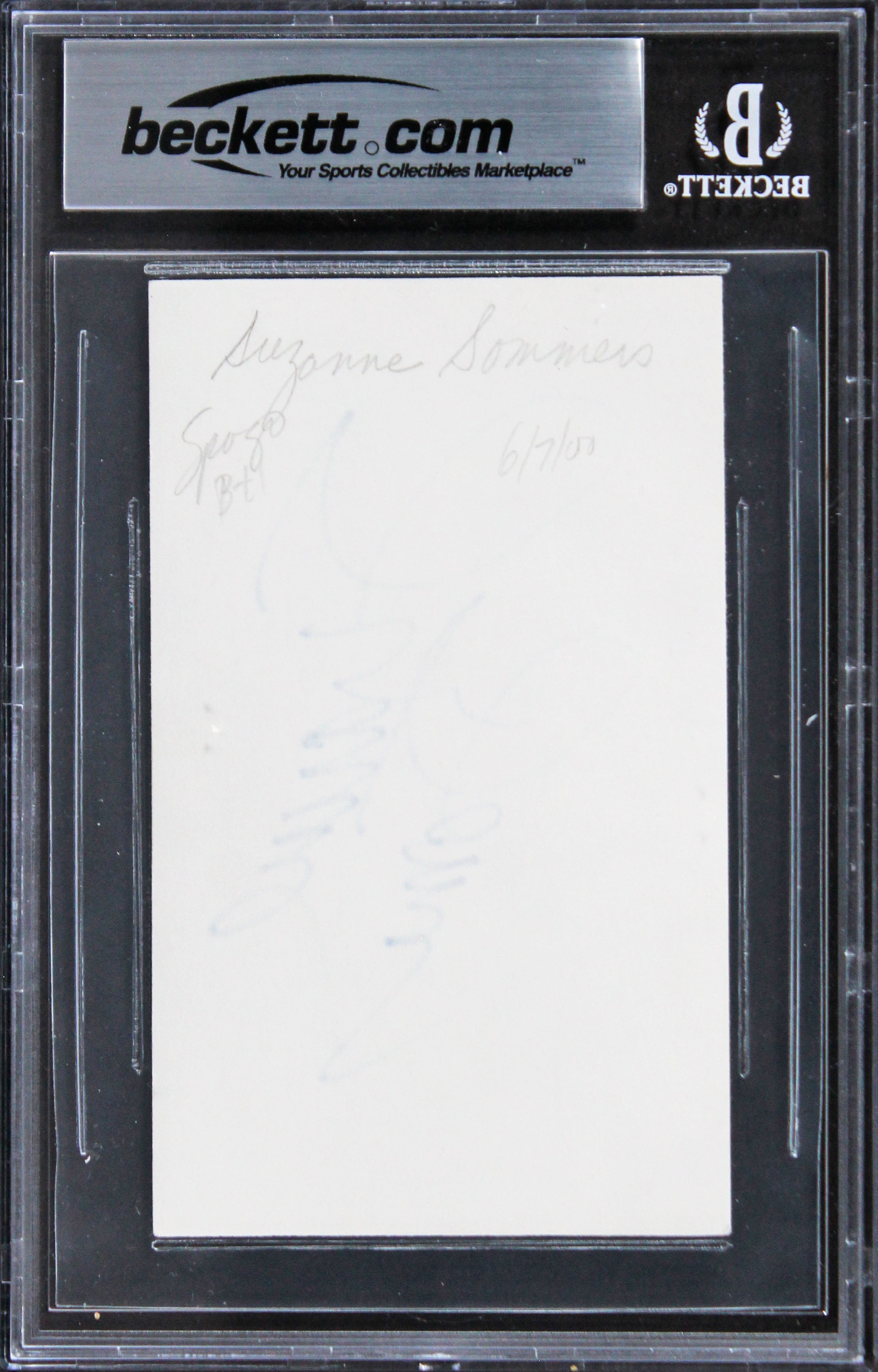 Suzanne Somers Three's Company Authentic Signed 3x5 Index Card BAS Slabbed 1