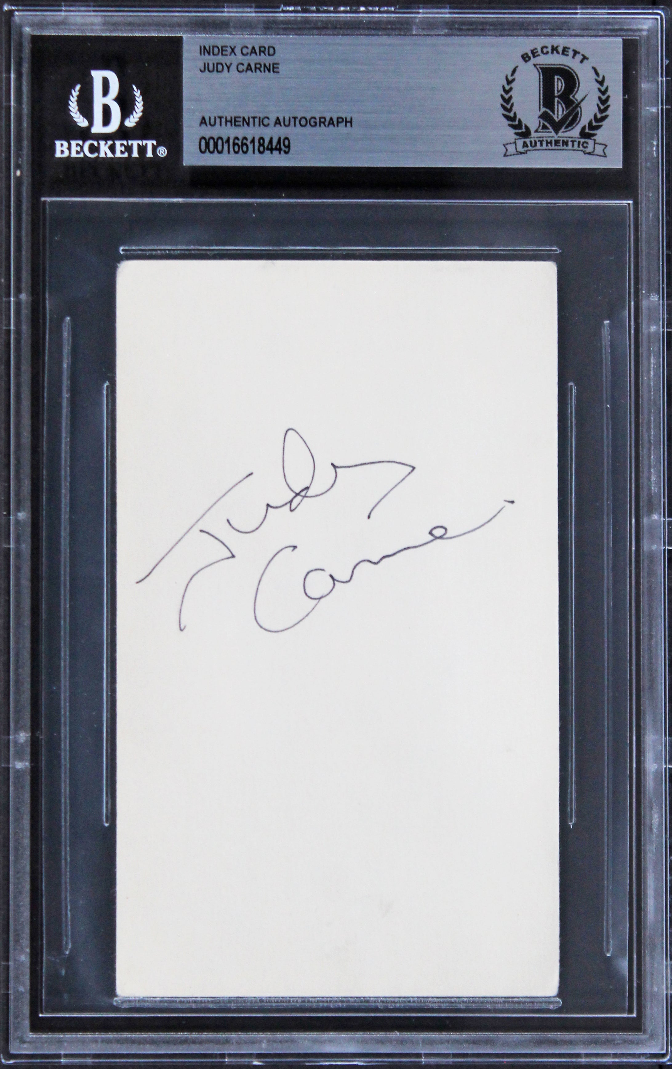 Judy Carne Rowan & Martin's Laugh-In Authentic Signed 3x5 Index Card BAS Slabbed