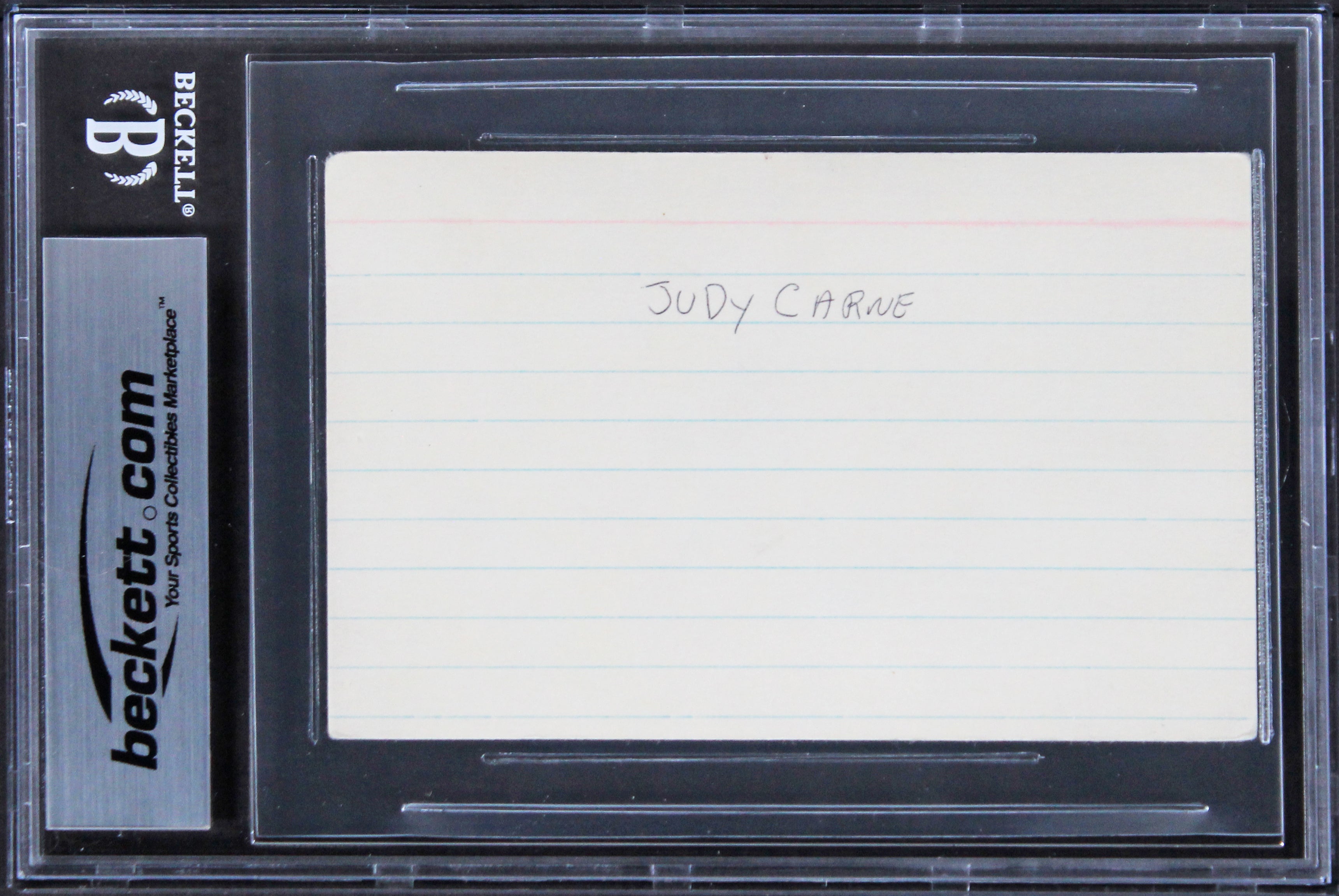 Judy Carne Rowan & Martin's Laugh-In Authentic Signed 3x5 Index Card BAS Slabbed