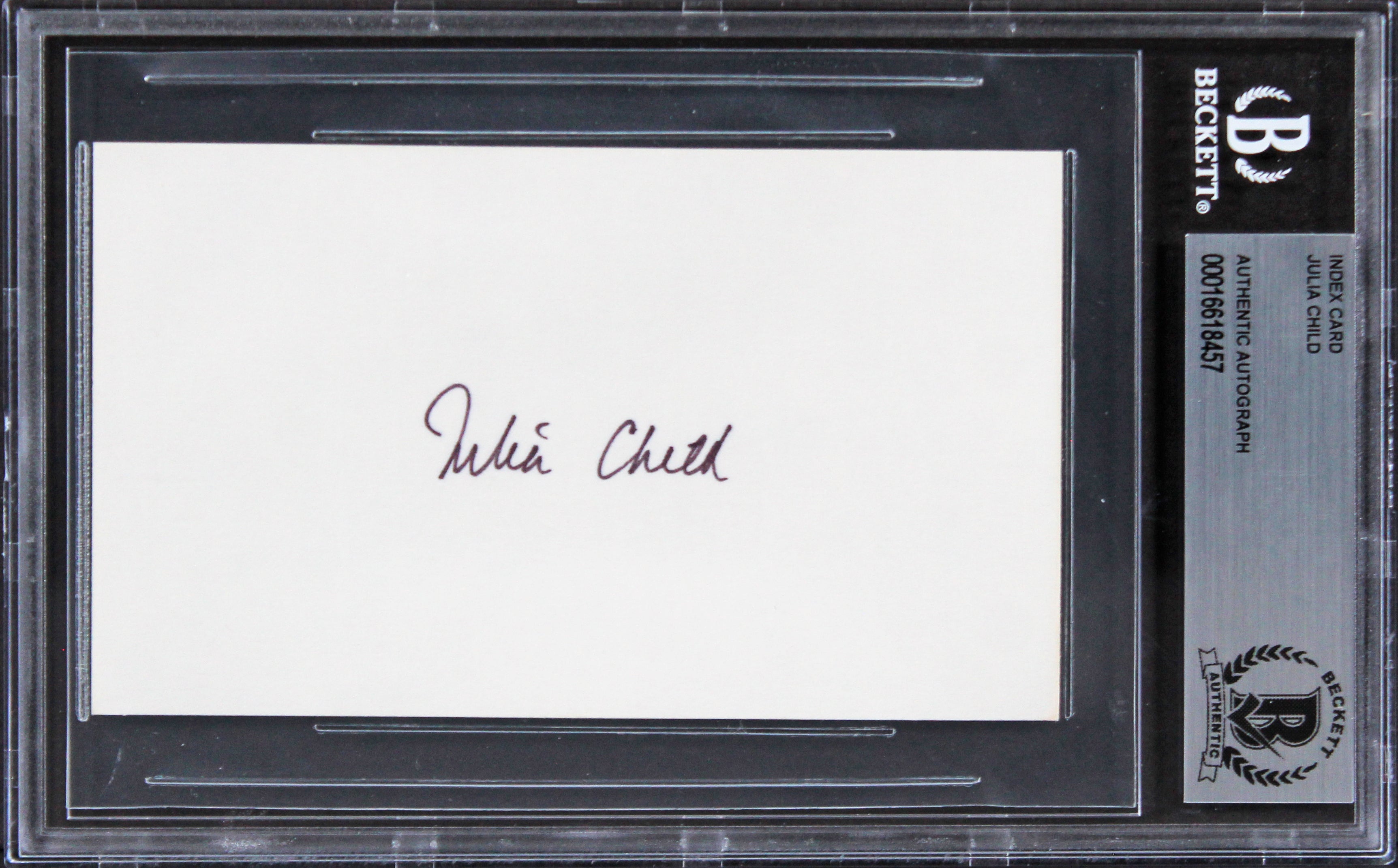 Julia Child The French Chef Authentic Signed 3x5 Index Card BAS Slabbed