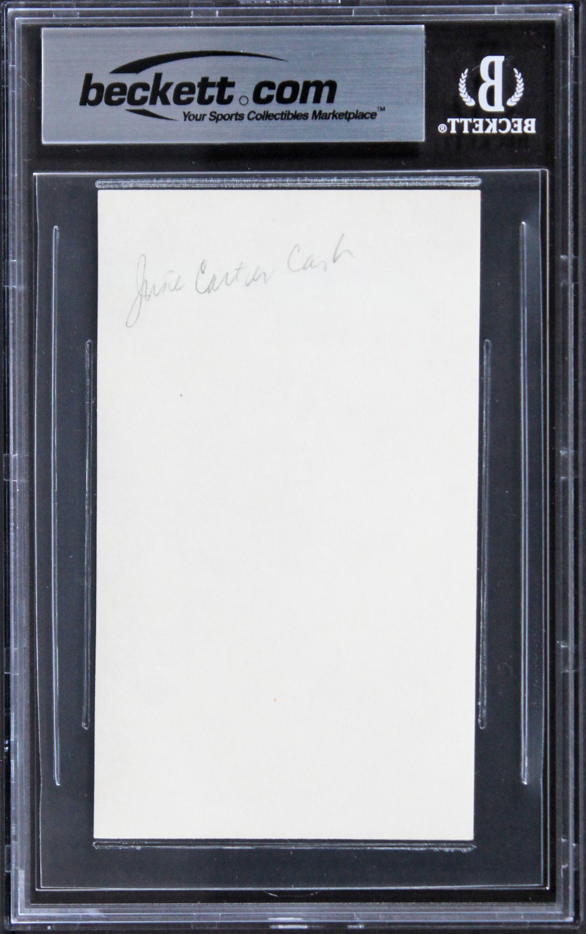 June Carter Cash Musician Authentic Signed 3x5 Index Card BAS Slabbed