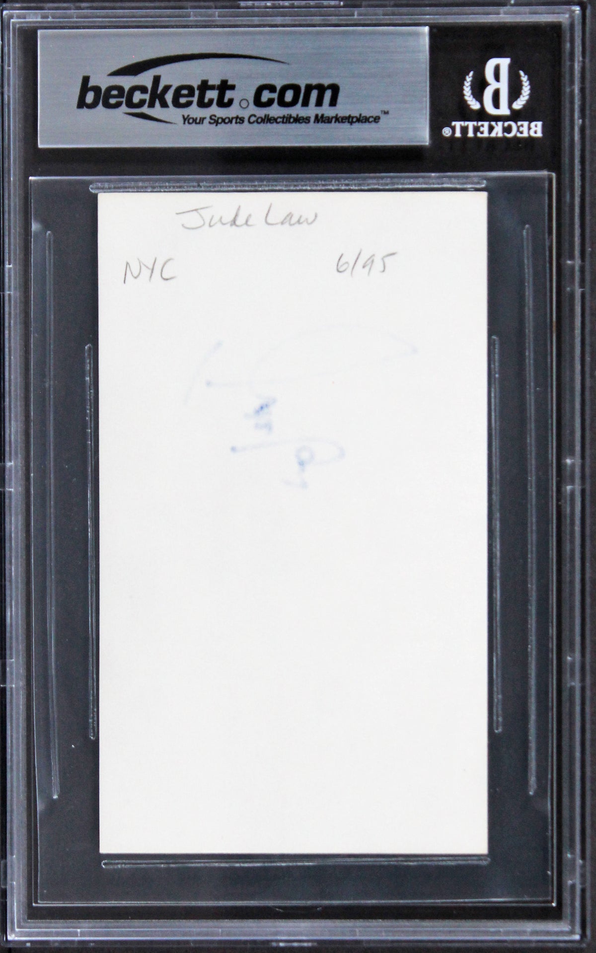 Jude Law Fantastic Beasts Signed 3x5 Index Card Autographed BAS Slabbed