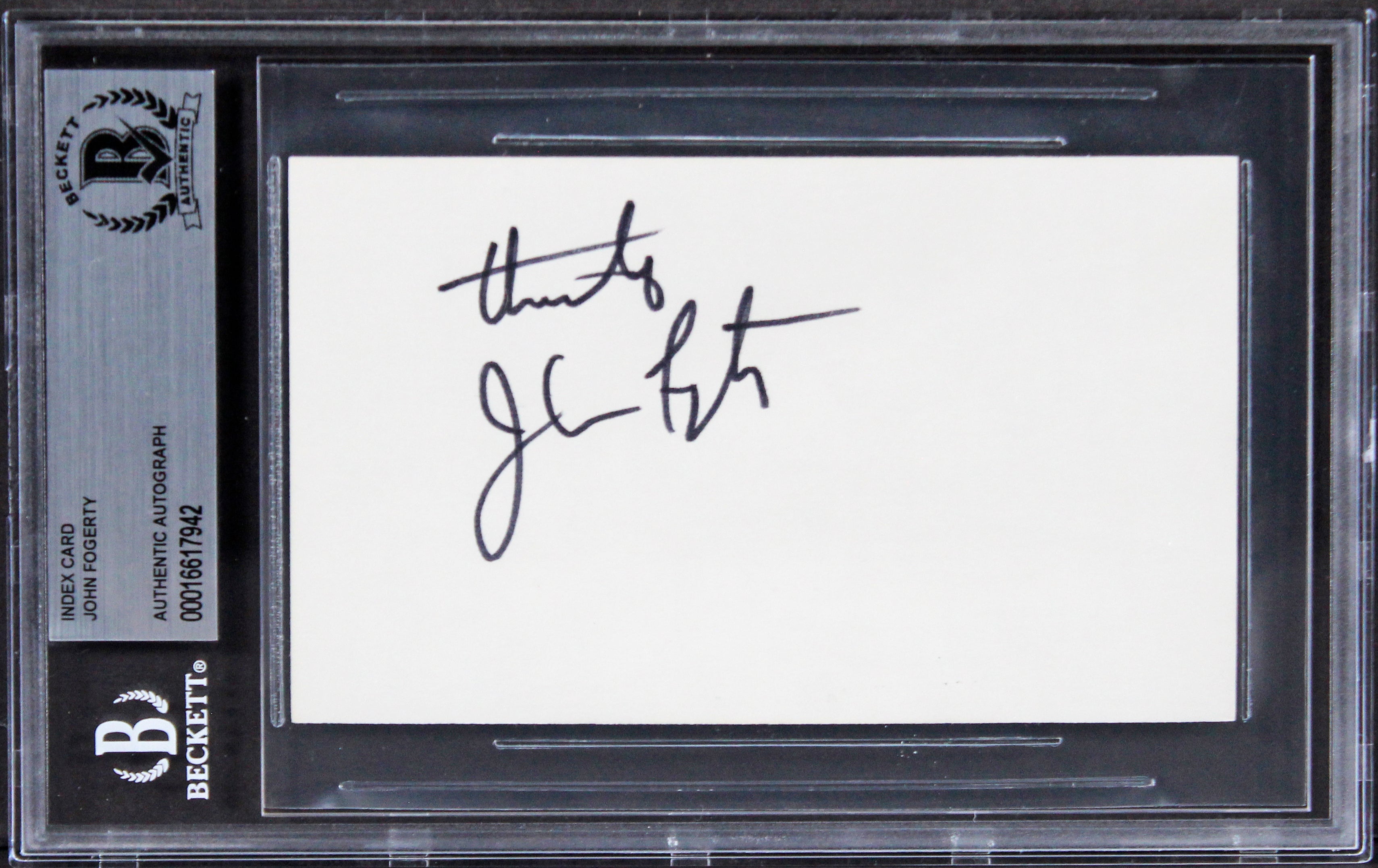 John Fogerty Singer Authentic Signed 3x5 Index Card Autographed BAS Slabbed