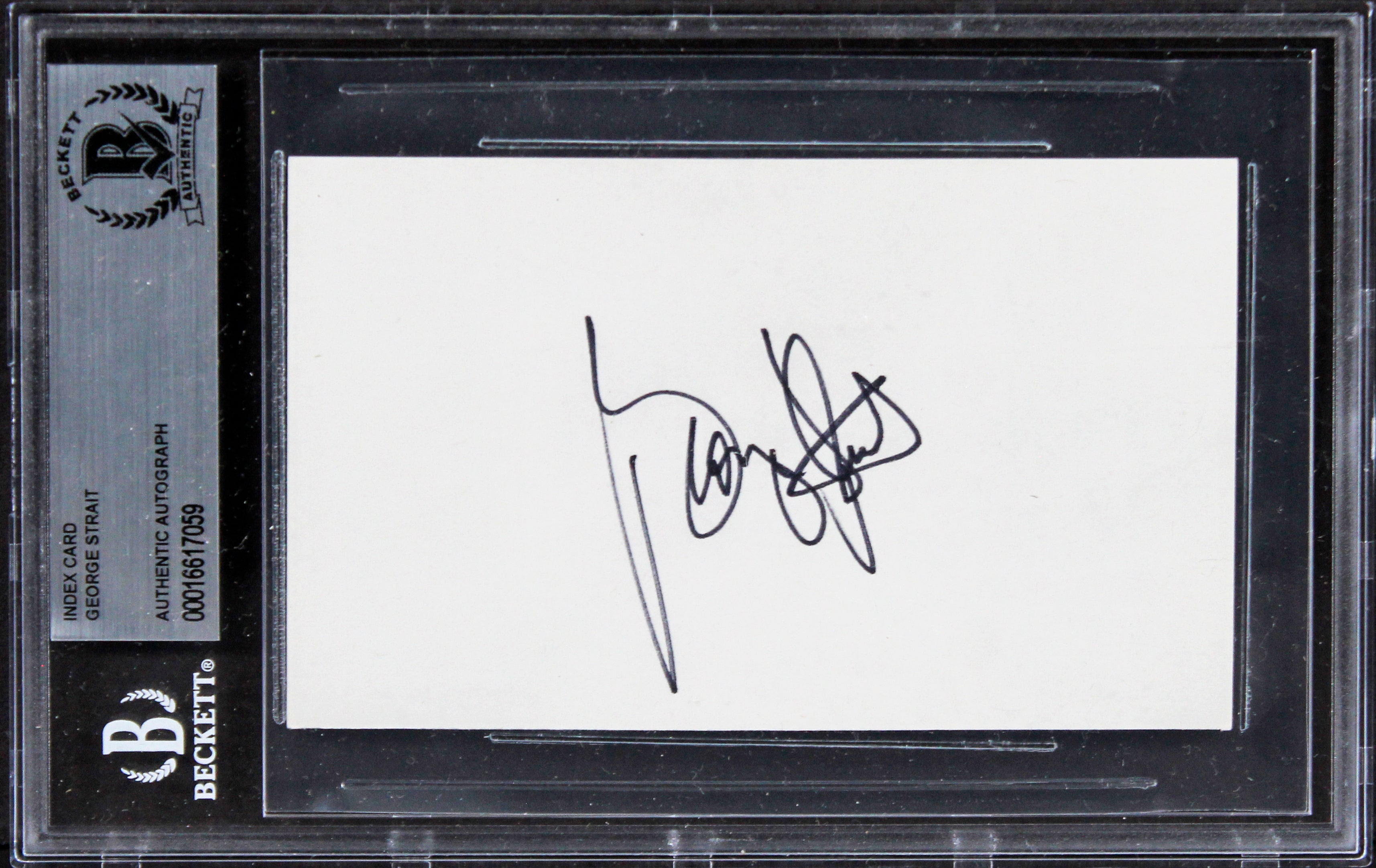 George Strait Musician Authentic Signed 3x5 Index Card Autographed BAS Slabbed
