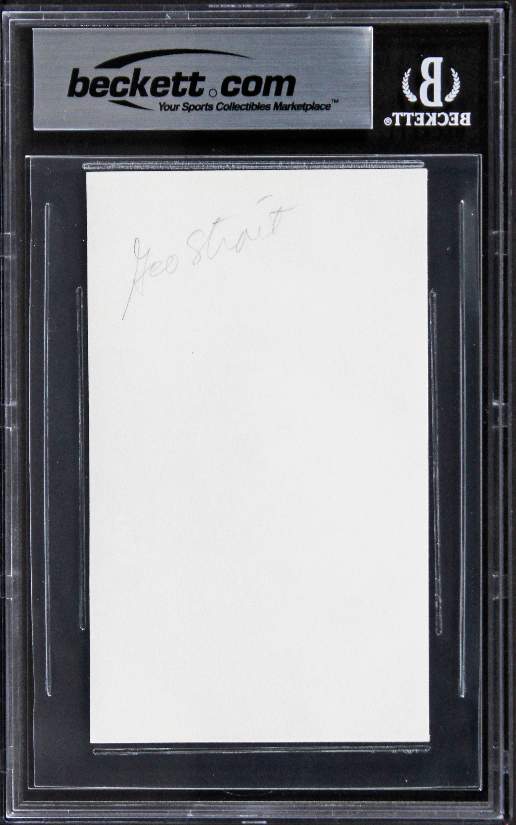 George Strait Musician Authentic Signed 3x5 Index Card Autographed BAS Slabbed