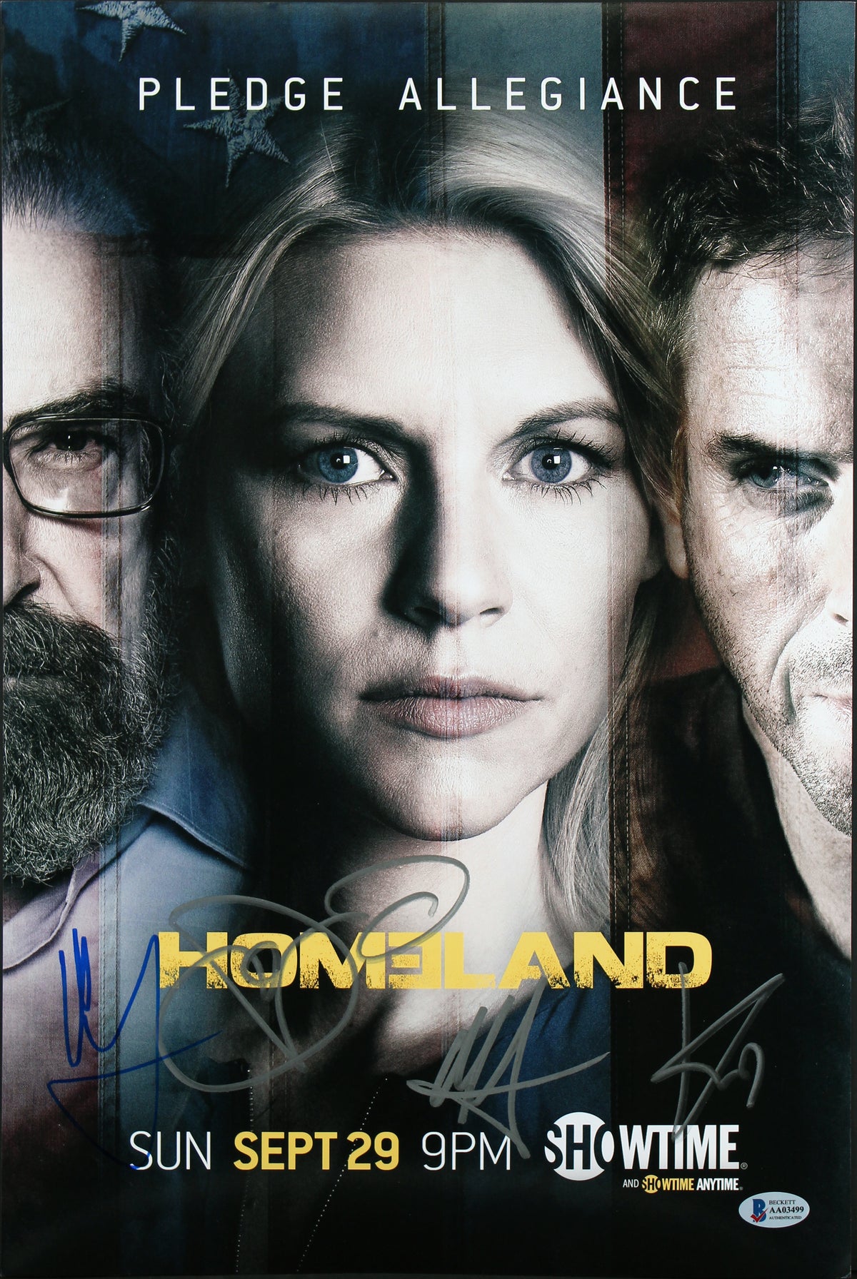 Homeland (4) Patinkin, Klattenoff, Friend & Saylor Signed 12x18 Photo BAS