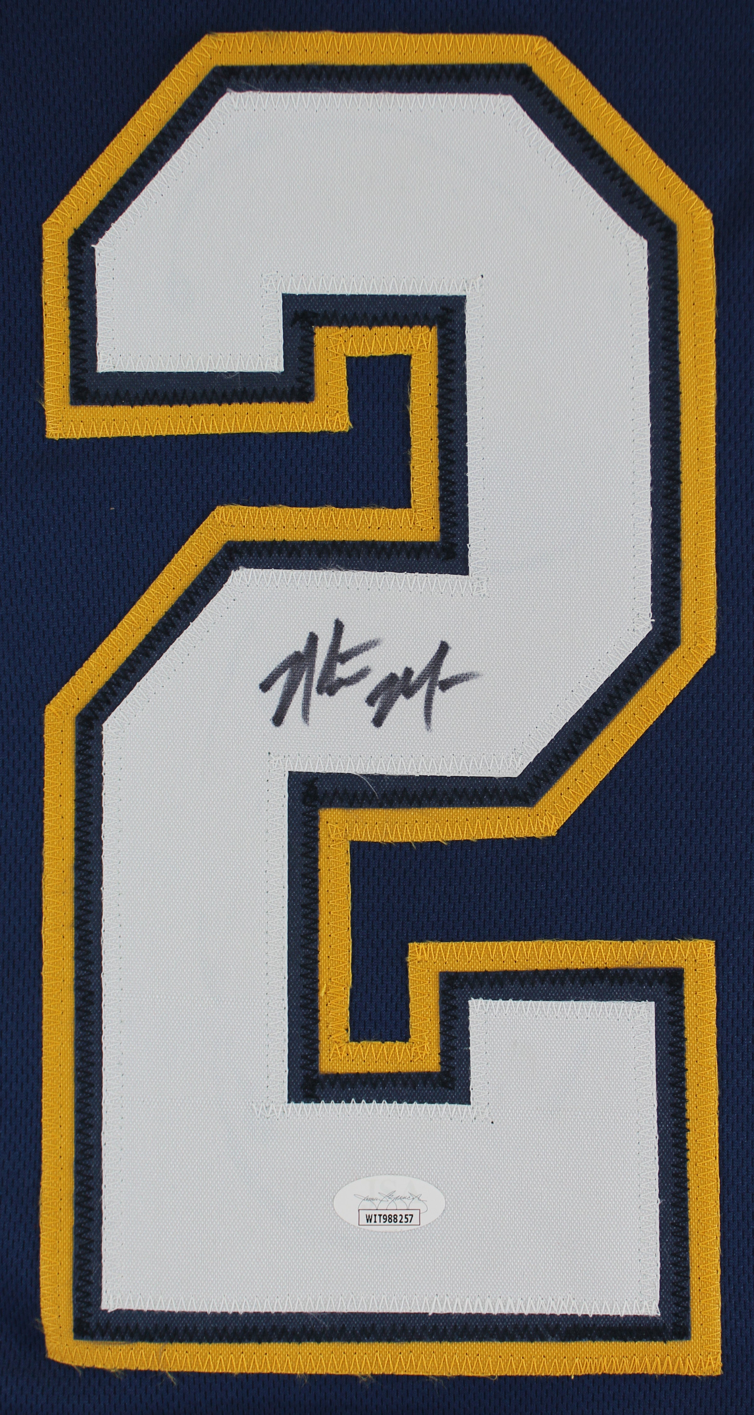 Natrone Means Authentic Signed Navy Pro Style Jersey Autographed JSA Witness