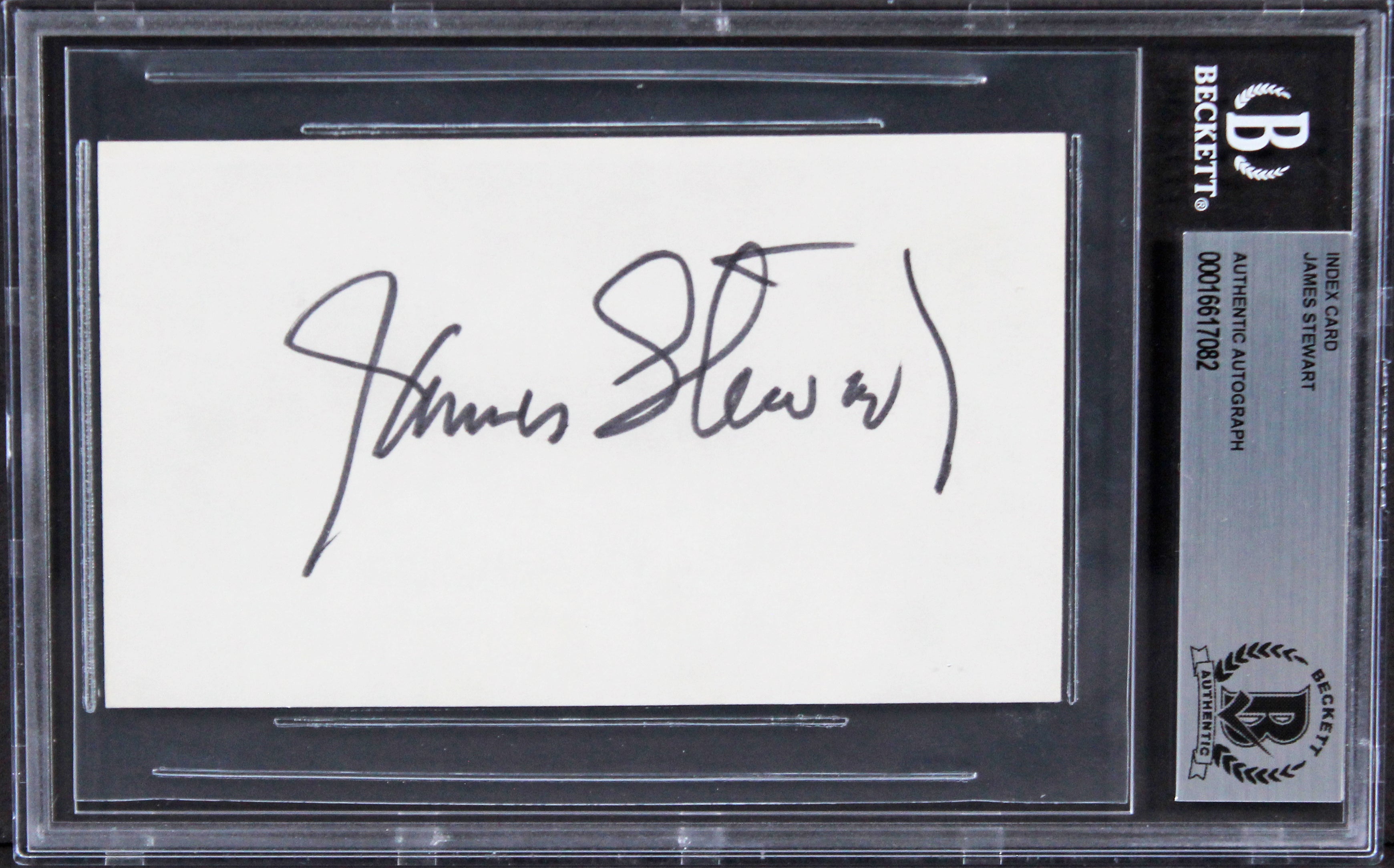 James Stewart It's a Wonderful Life Signed 3x5 Index Card BAS Slabbed 1