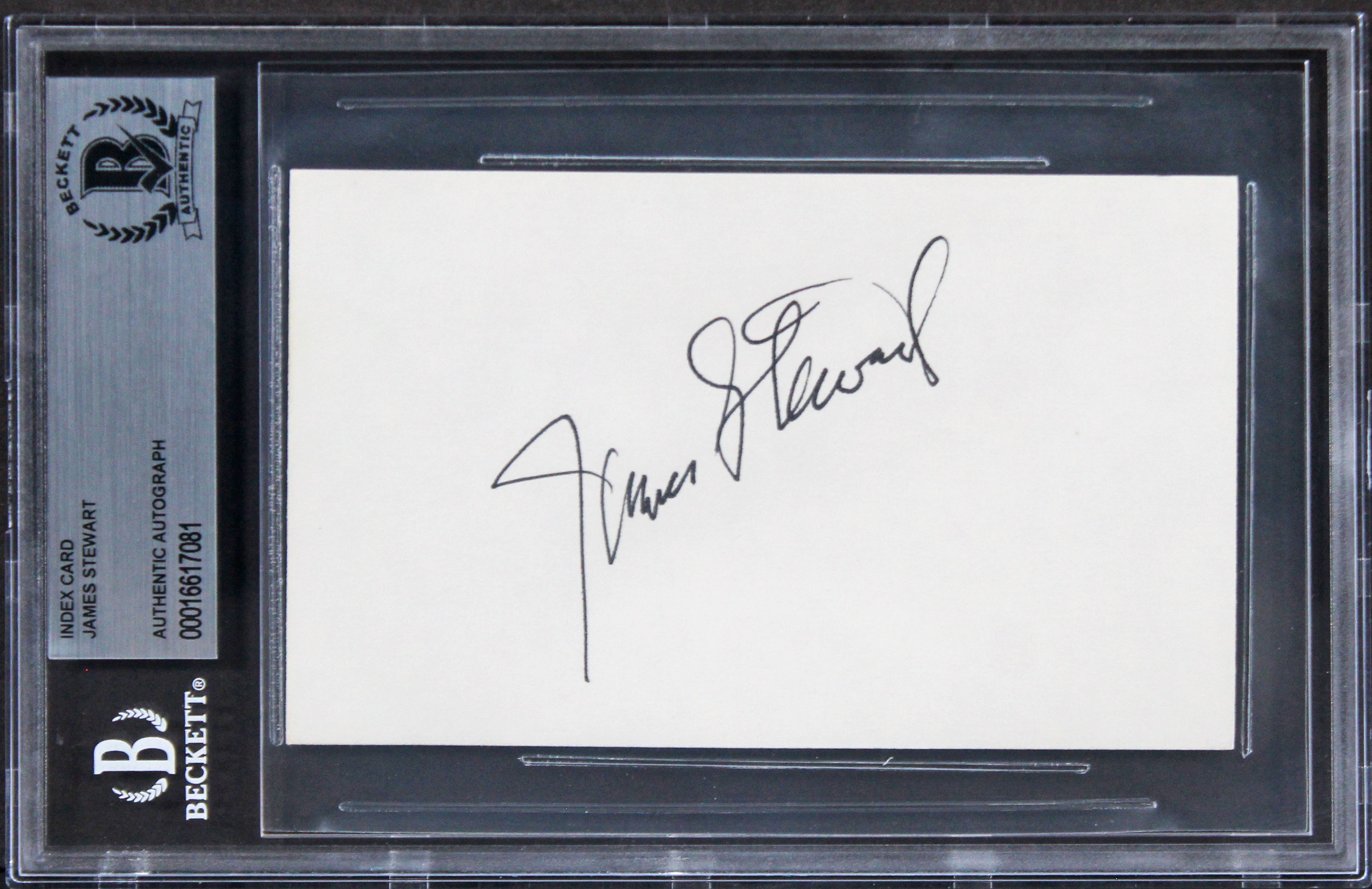 James Stewart It's a Wonderful Life Signed 3x5 Index Card BAS Slabbed 2