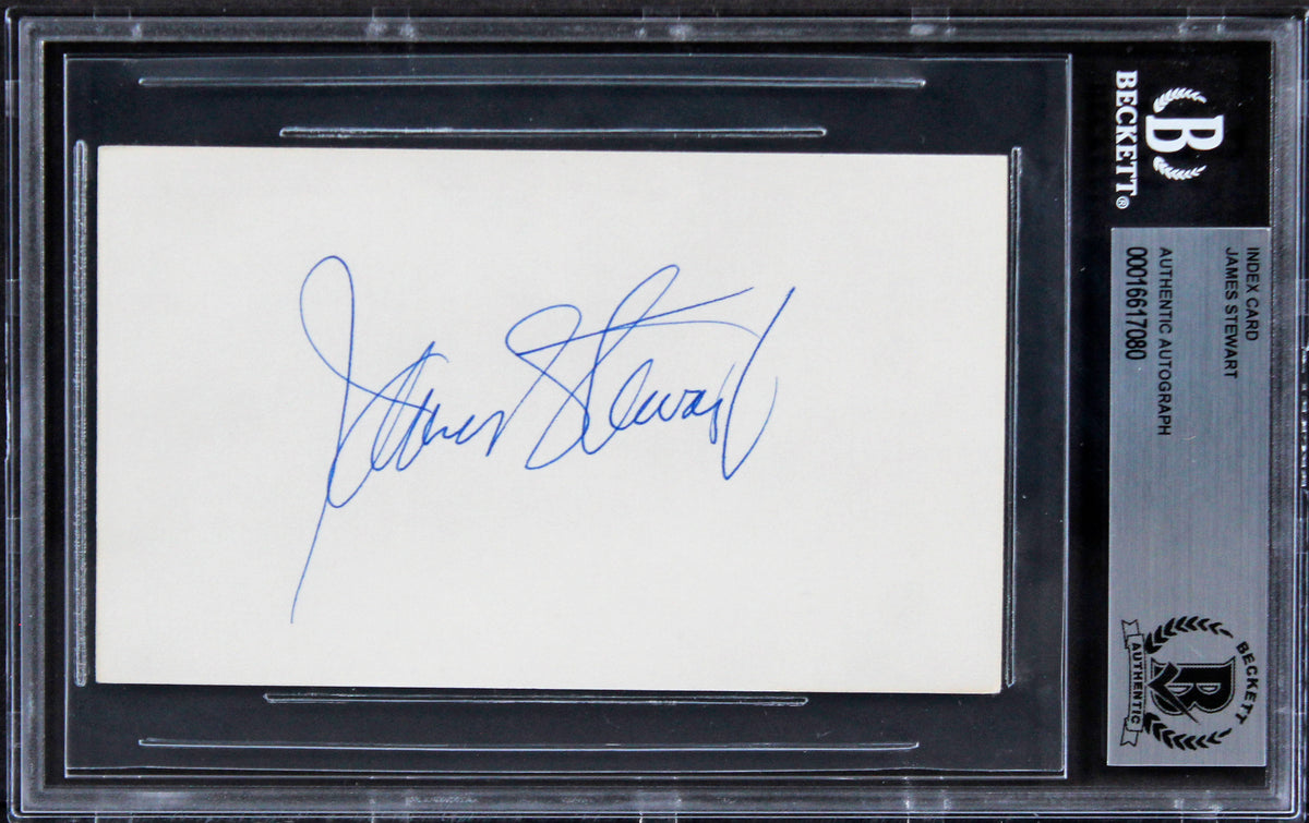 James Stewart It's a Wonderful Life Signed 3x5 Index Card BAS Slabbed 5