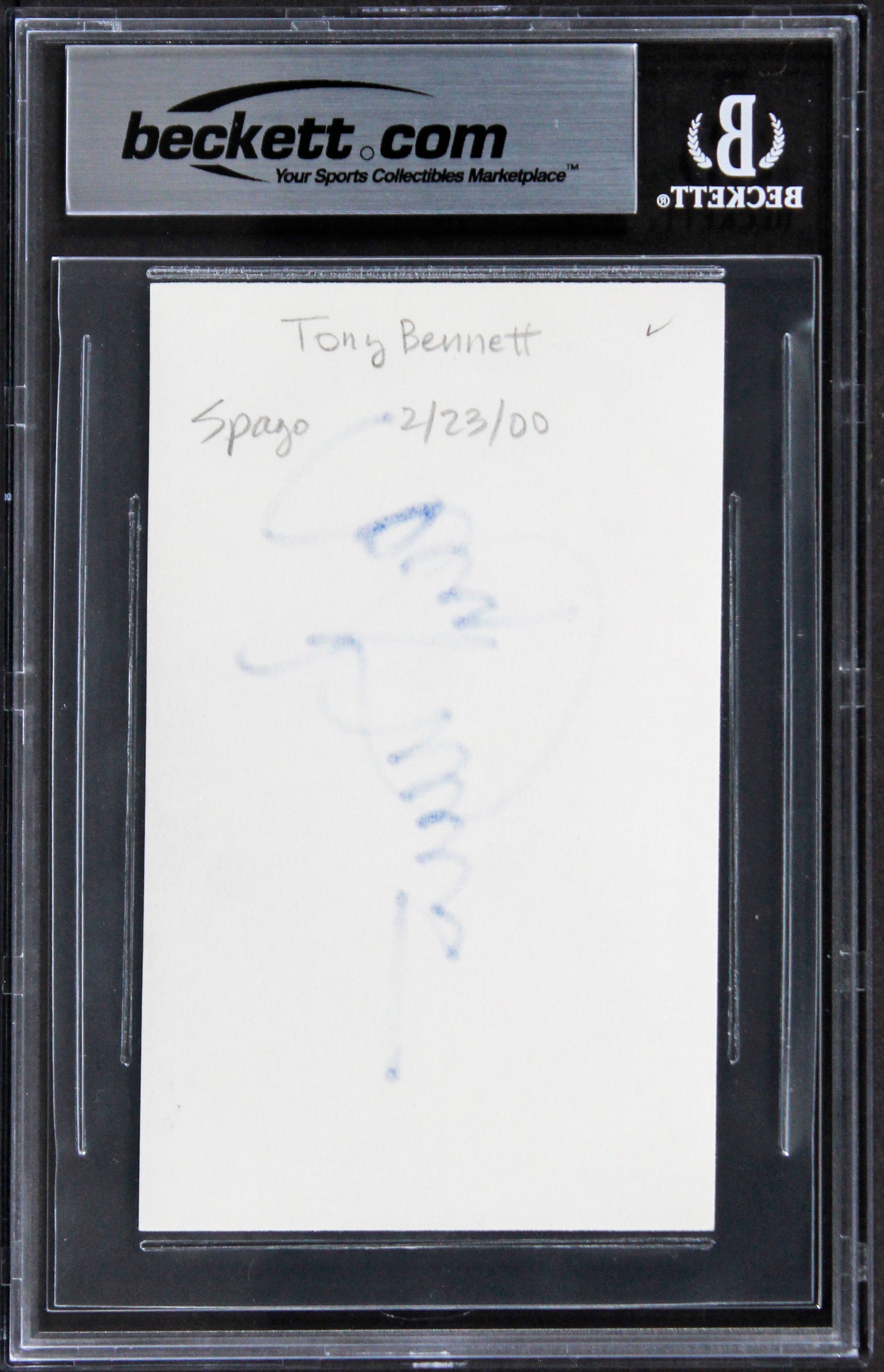 Tony Bennett Musician Authentic Signed 3x5 Index Card Autographed BAS Slabbed 1