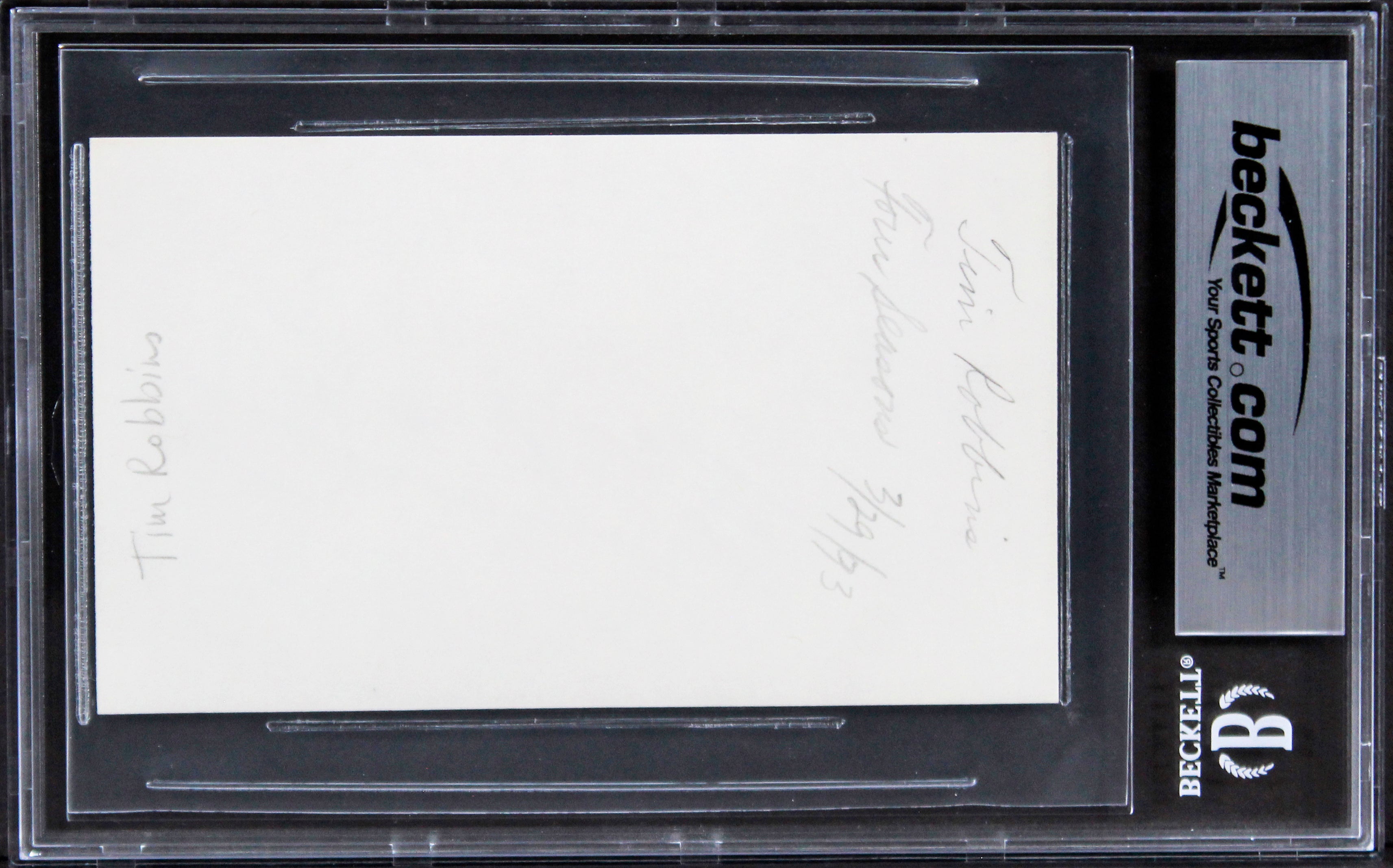 Tim Robbins Mystic River Authentic Signed 3x5 Index Card BAS Slabbed 1