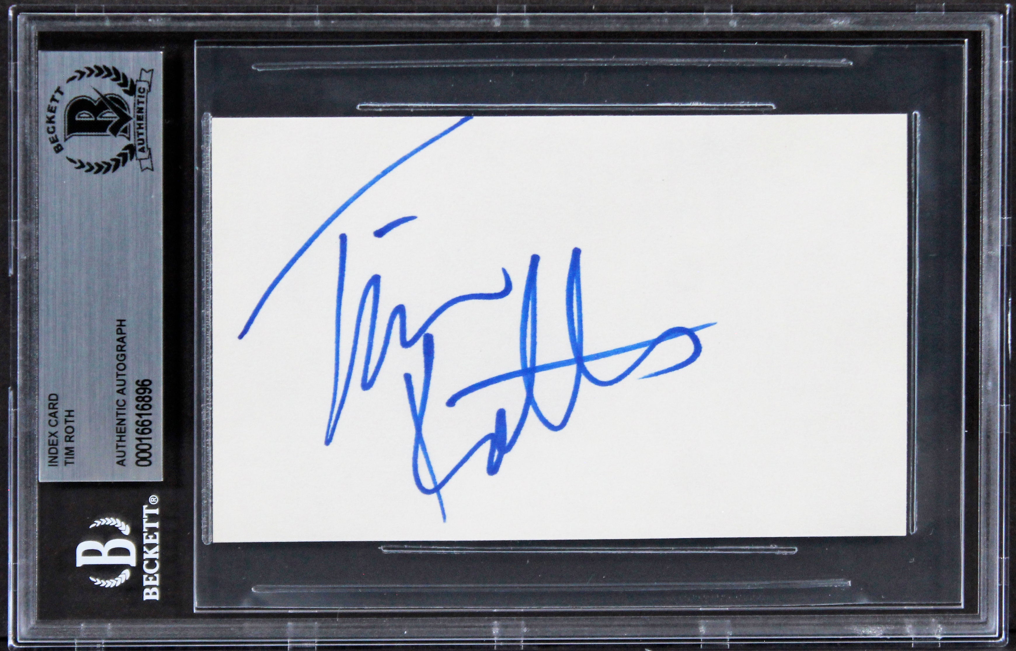 Tim Roth Reservoir Dogs Signed 3x5 Index Card Autographed BAS Slabbed 1