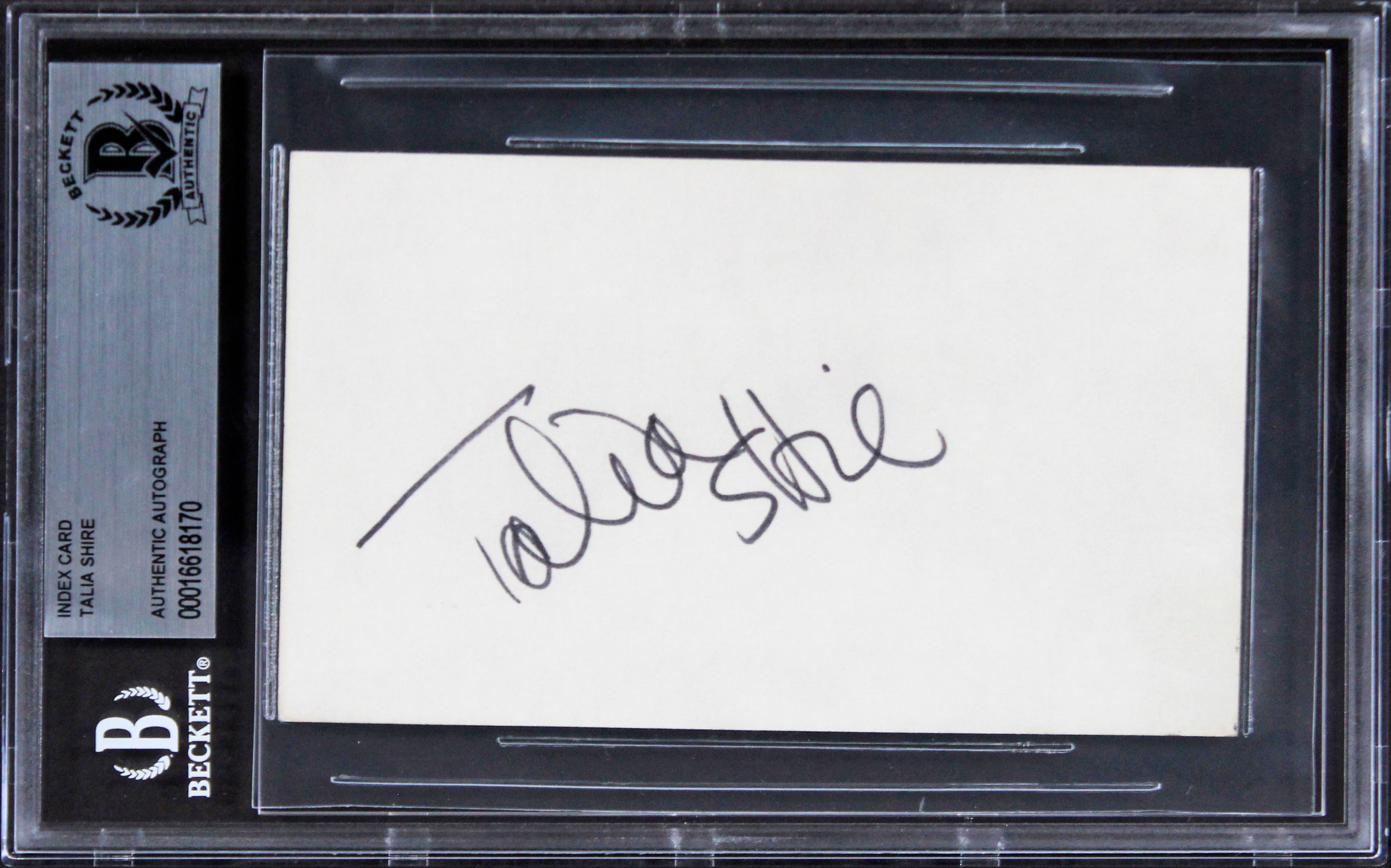 Talia Shire Rocky Authentic Signed 3x5 Index Card Autographed BAS Slabbed 3