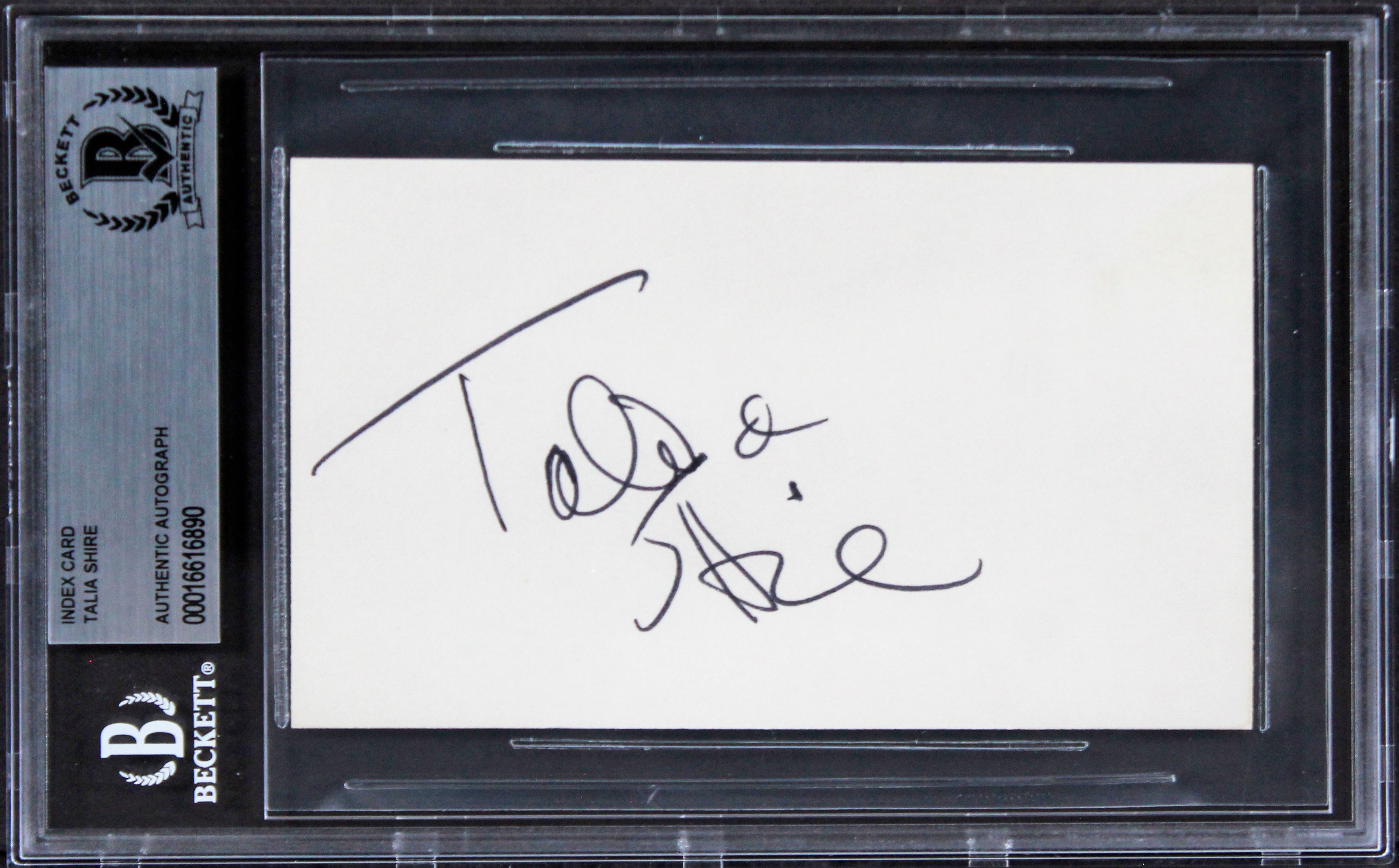 Talia Shire Rocky Authentic Signed 3x5 Index Card Autographed BAS Slabbed 4