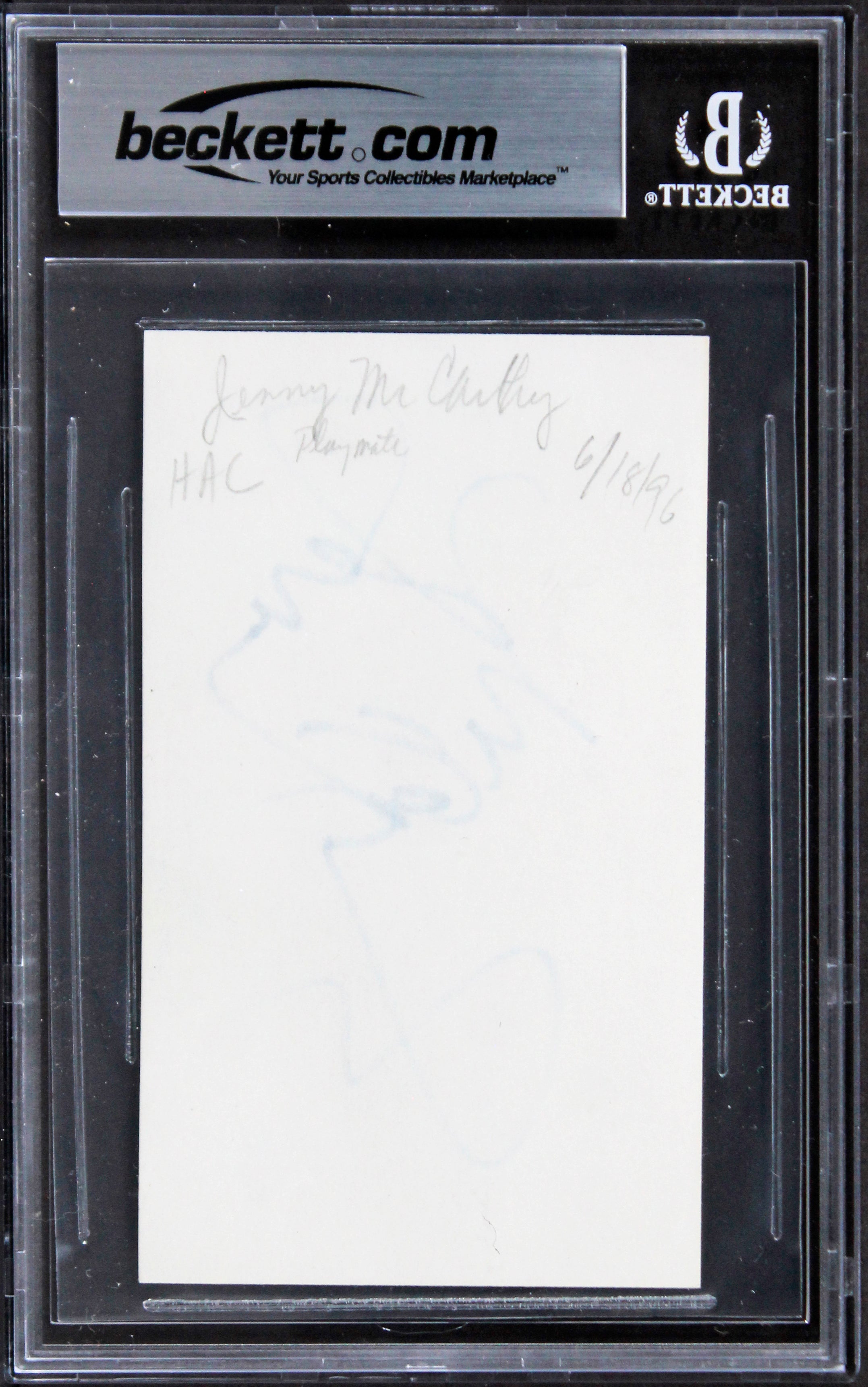 Jenny McCarthy Dirty Love Authentic Signed 3x5 Index Card BAS Slabbed