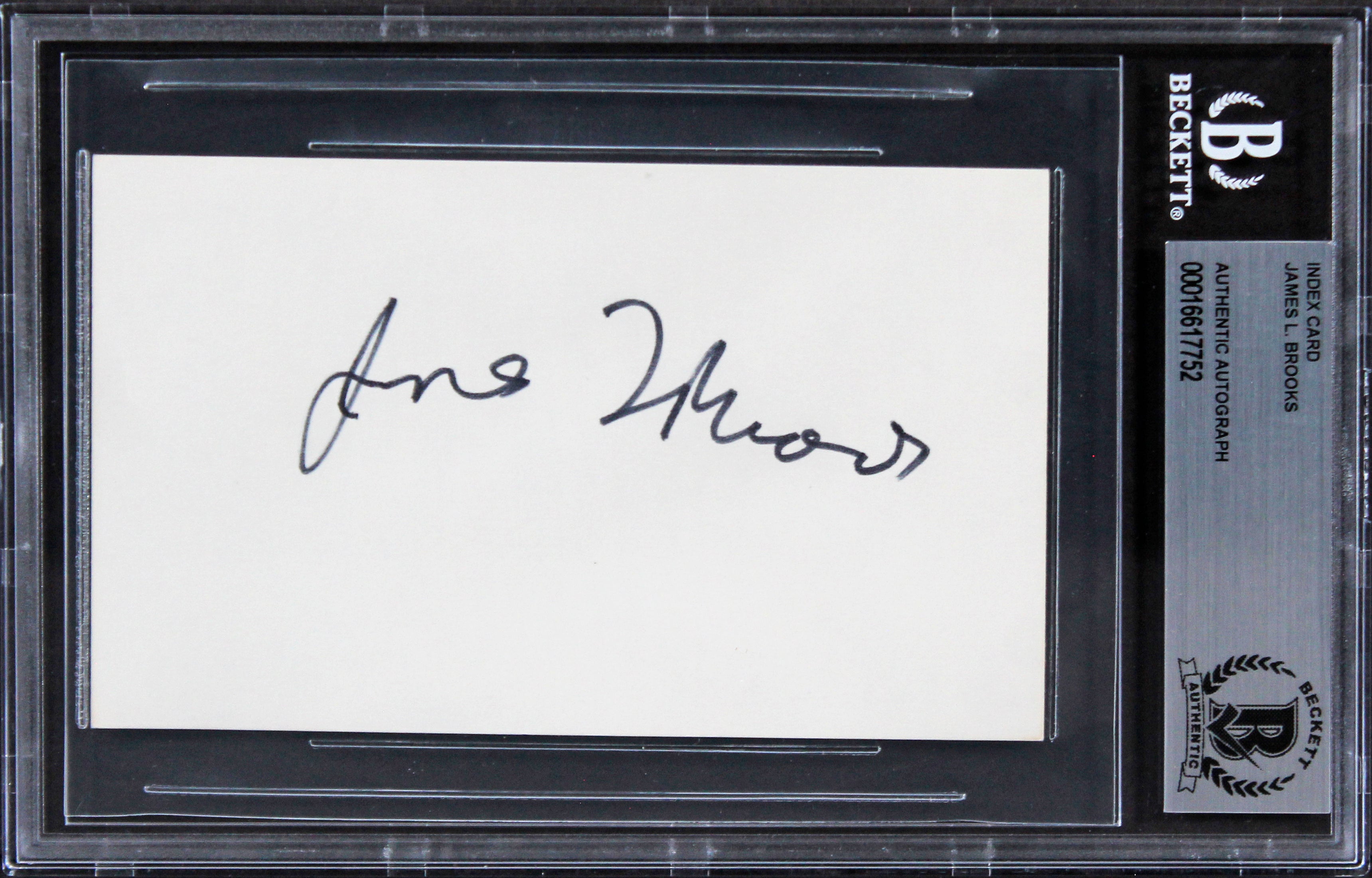 James L Brooks Broadcast News Authentic Signed 3x5 Index Card BAS Slabbed