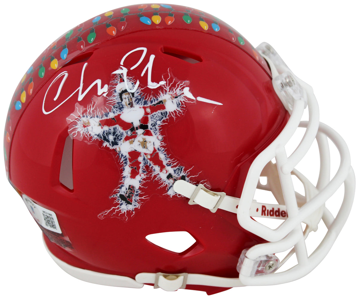 Chevy Chase Christmas Vacation Signed Red Speed Mini Helmet BAS Witness #W531986