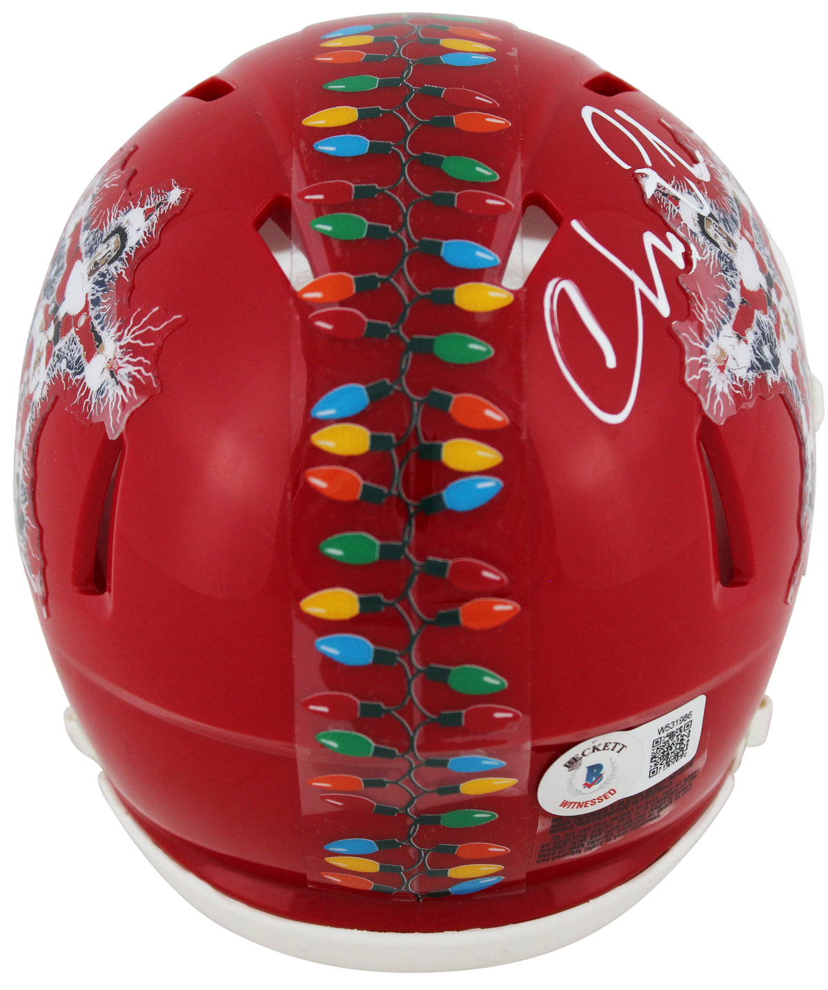 Chevy Chase Christmas Vacation Signed Red Speed Mini Helmet BAS Witness #W531986