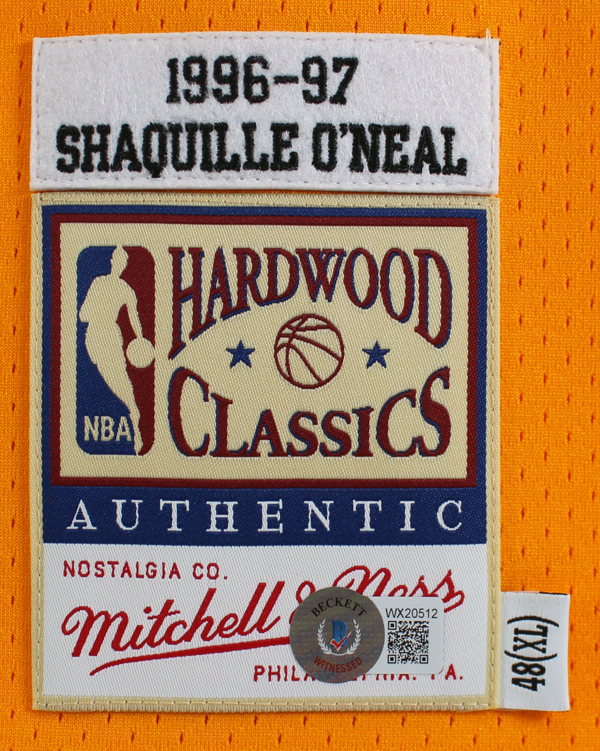 Shaquille O'Neal "HOF 16" Signed Yellow M&N 1996-97 HWC Authentic Jersey BAS Wit