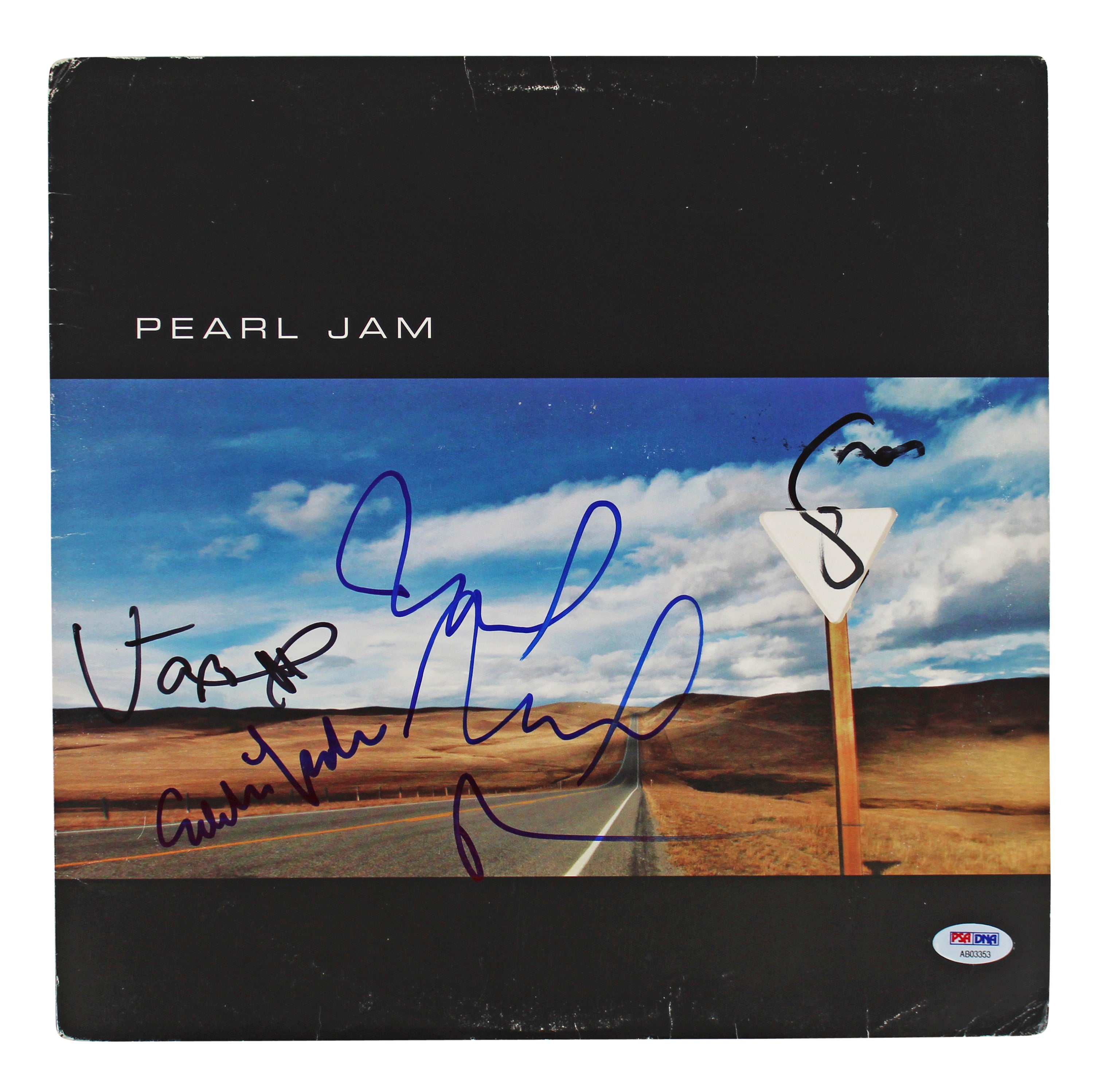 Pearl Jam (5) Vedder, Ament, McCready, Gossard +1 Signed Yield Album Cover PSA