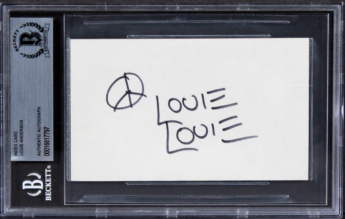 Louie Anderson Life with Louie "Peace" Signed 3x5 Index Card BAS Slabbed