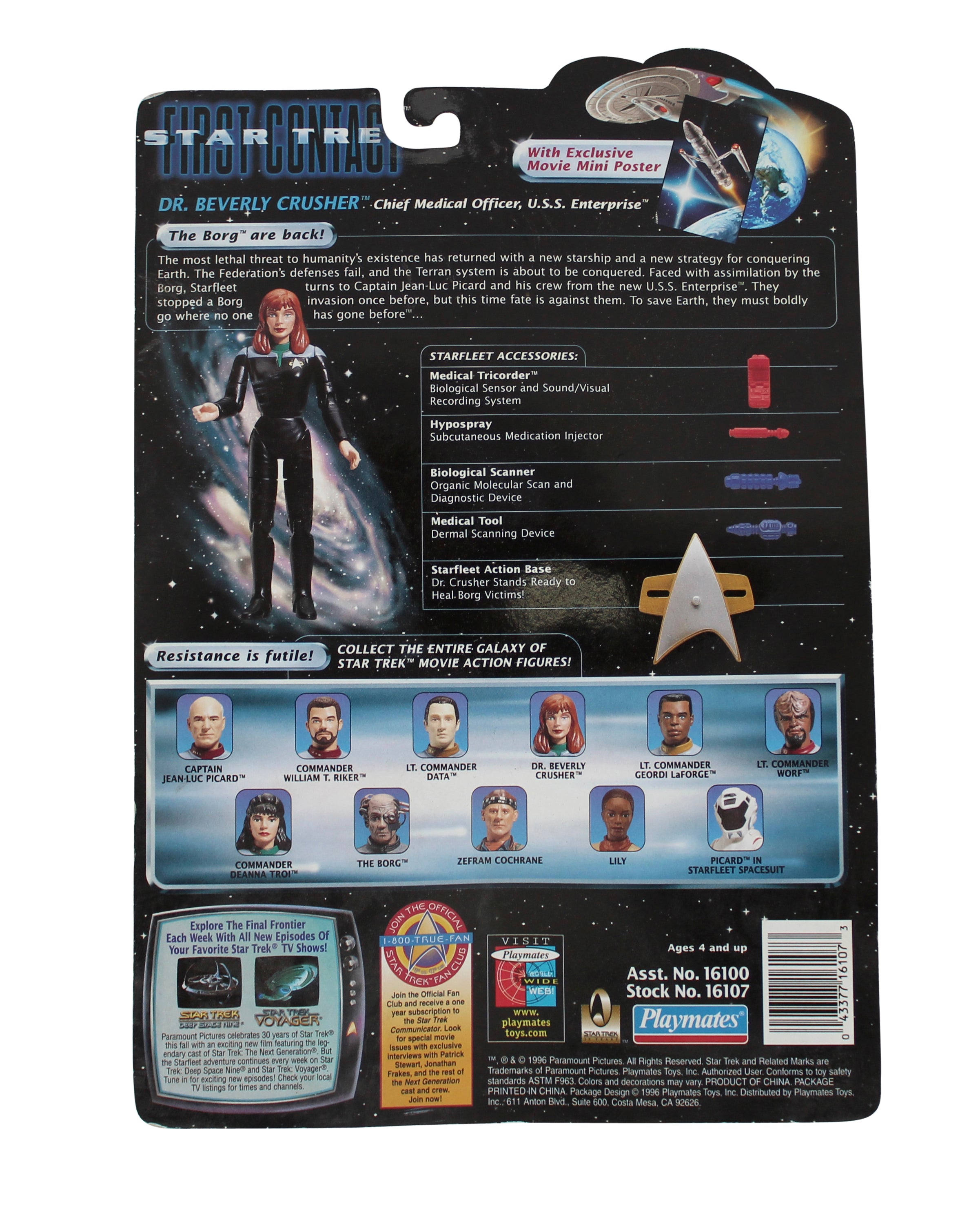 1996 Star Trek First Contact Playmates Action Figure Set (4) Un-signed