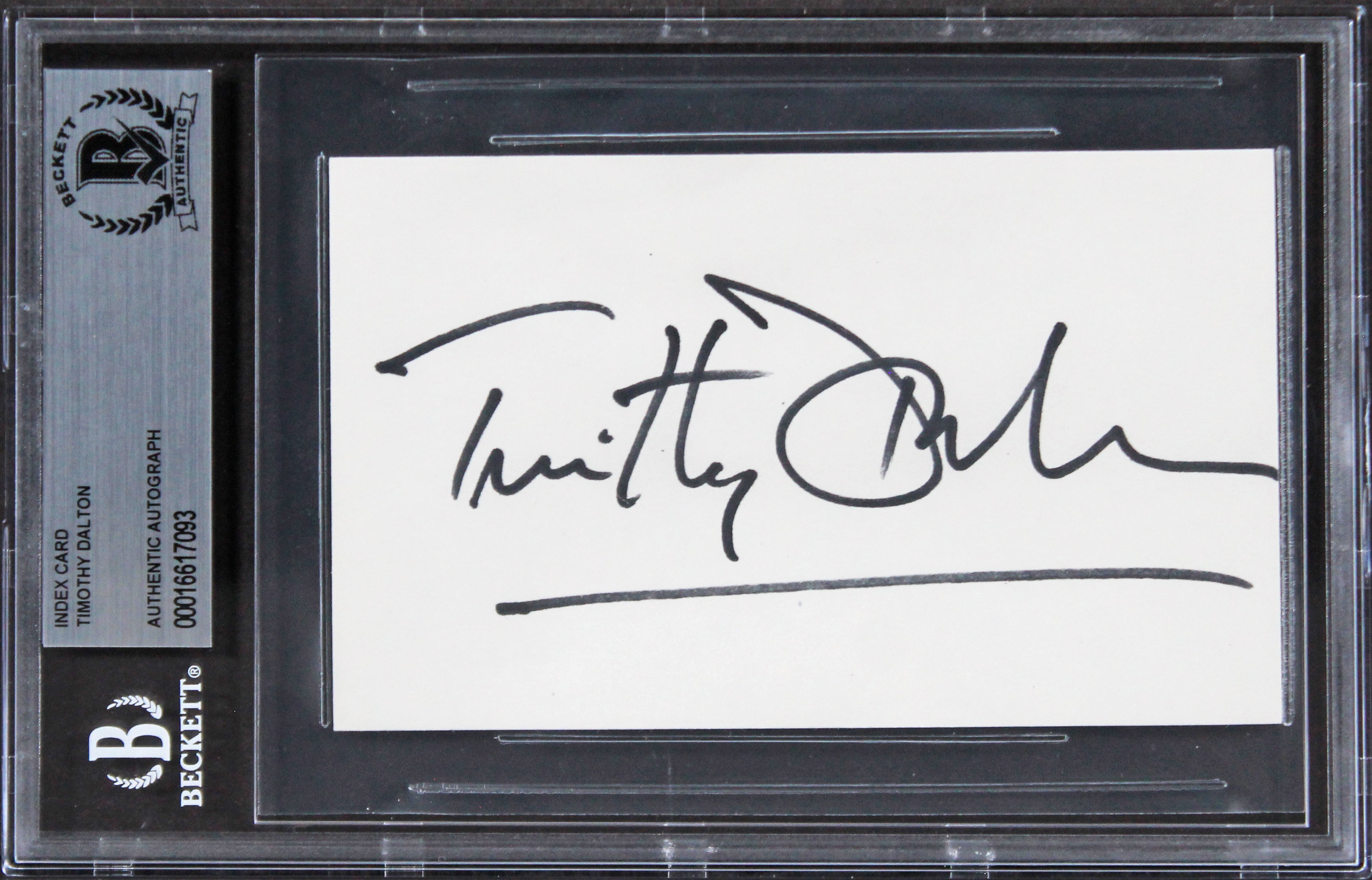 Timothy Dalton James Bond 007 Authentic Signed 3x5 Index Card BAS Slabbed 1