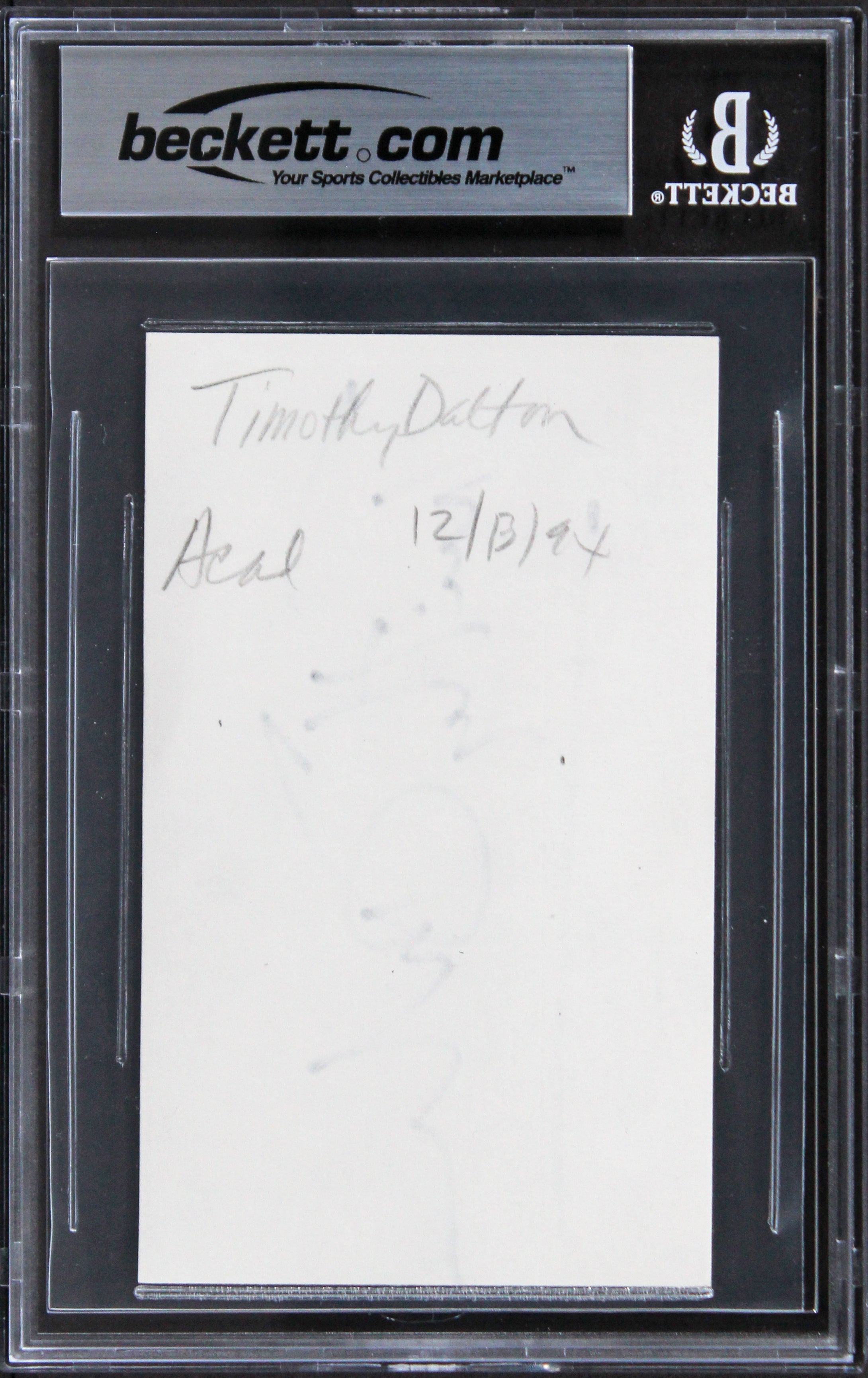 Timothy Dalton James Bond 007 Authentic Signed 3x5 Index Card BAS Slabbed 1