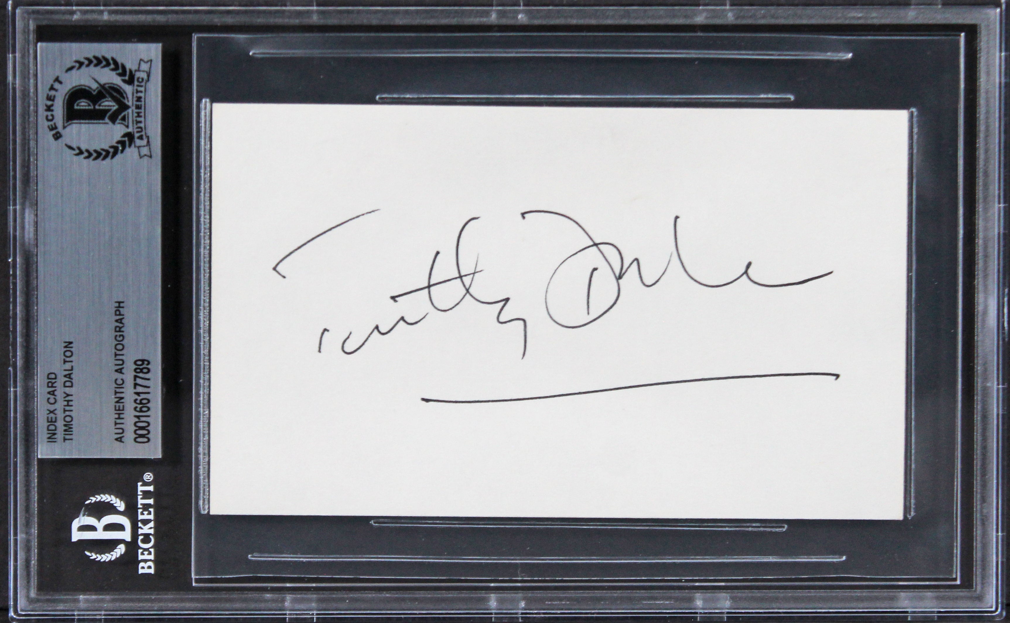 Timothy Dalton James Bond 007 Authentic Signed 3x5 Index Card BAS Slabbed 2