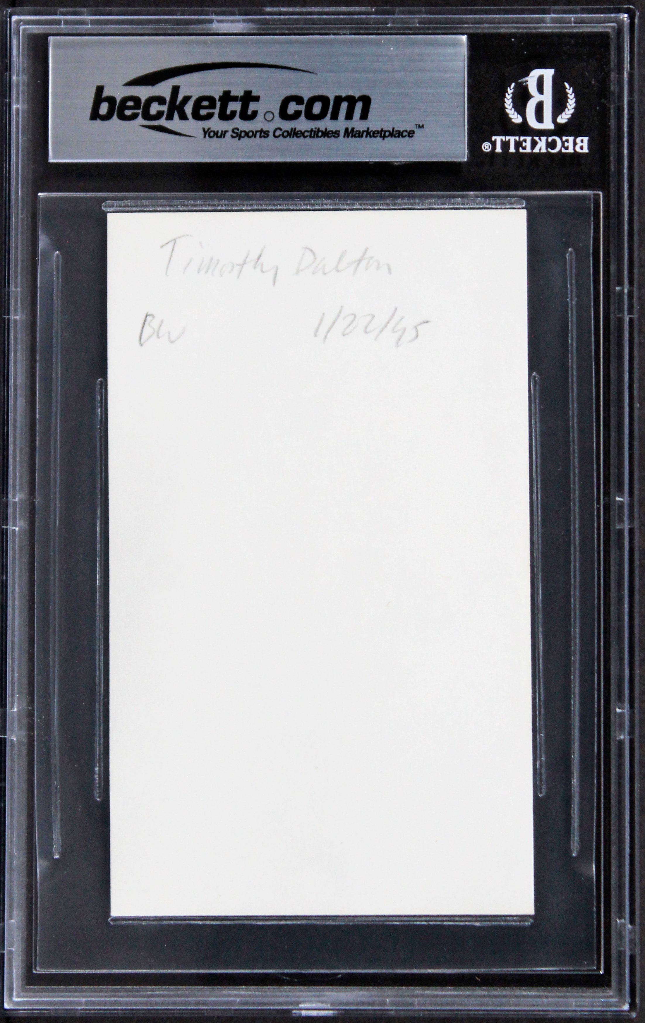 Timothy Dalton James Bond 007 Authentic Signed 3x5 Index Card BAS Slabbed 2