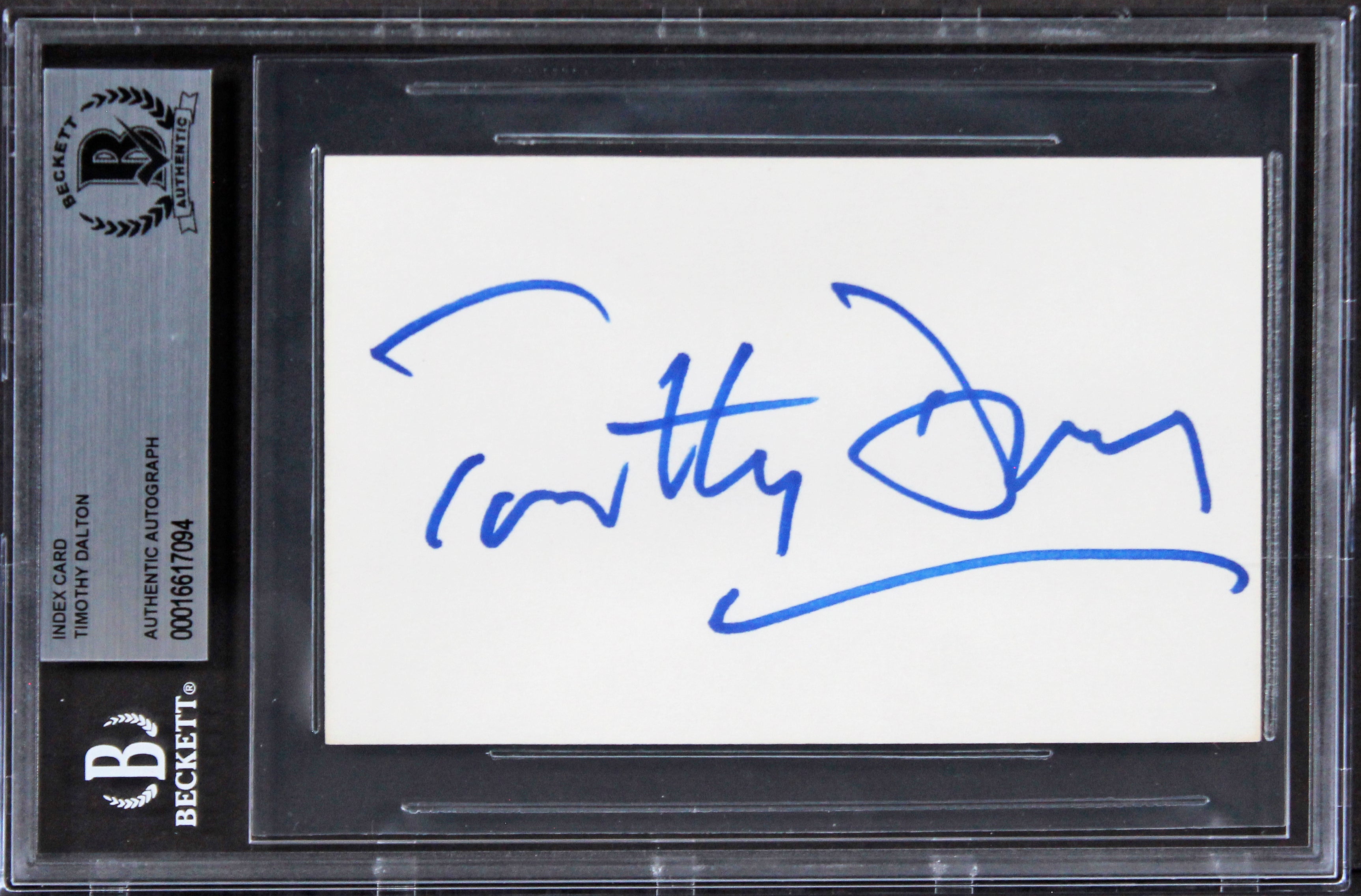 Timothy Dalton James Bond 007 Authentic Signed 3x5 Index Card BAS Slabbed 3