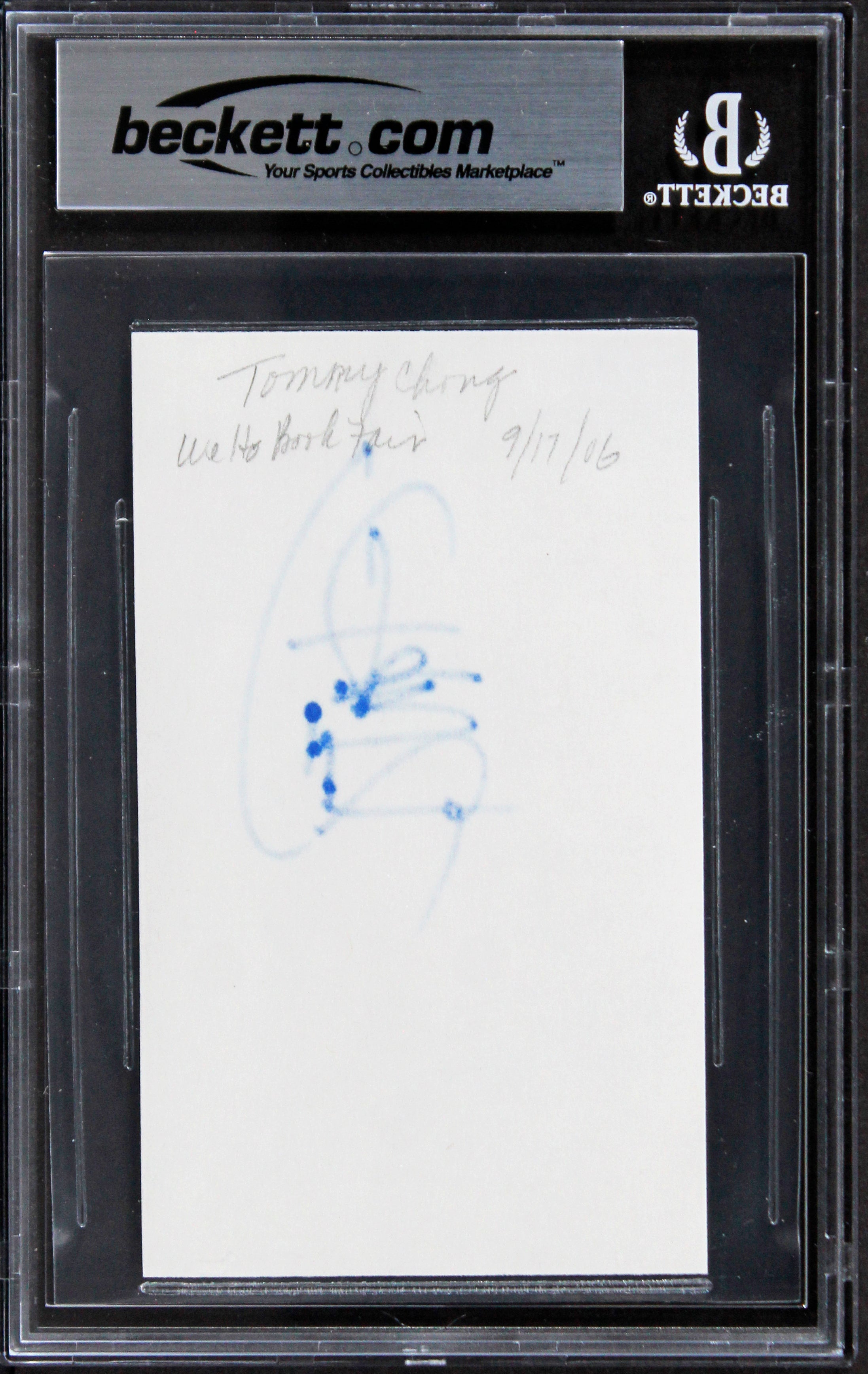 Tommy Chong Up in Smoke Authentic Signed 3x5 Index Card BAS Slabbed 2